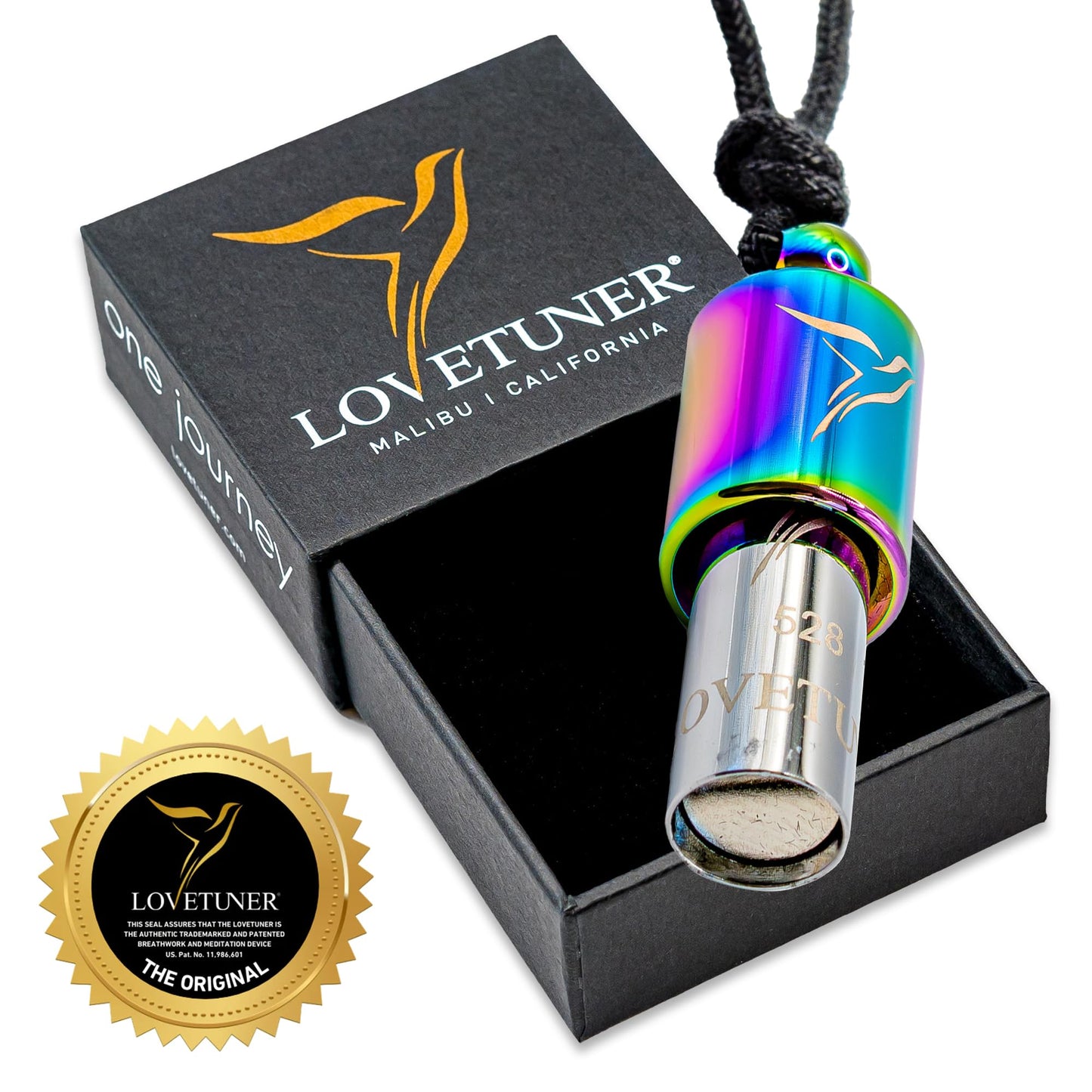 Lovetuner 528Hz Breathing Necklace for Stress Relief, Mindfulness & Meditation | Sound Healing Whistle for Anxiety, Focus, Calm & Relaxation | Emotional Wellness, Inner Peace & Balance Necklace | Waxed Chain, Viola