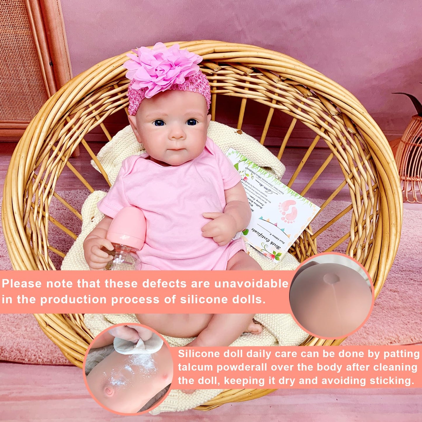 OtardDolls 18 Inch Silicone Baby Doll Full Body Girl Soft Lifelike Realistic Newborn with Clothes and Bottles for Kids