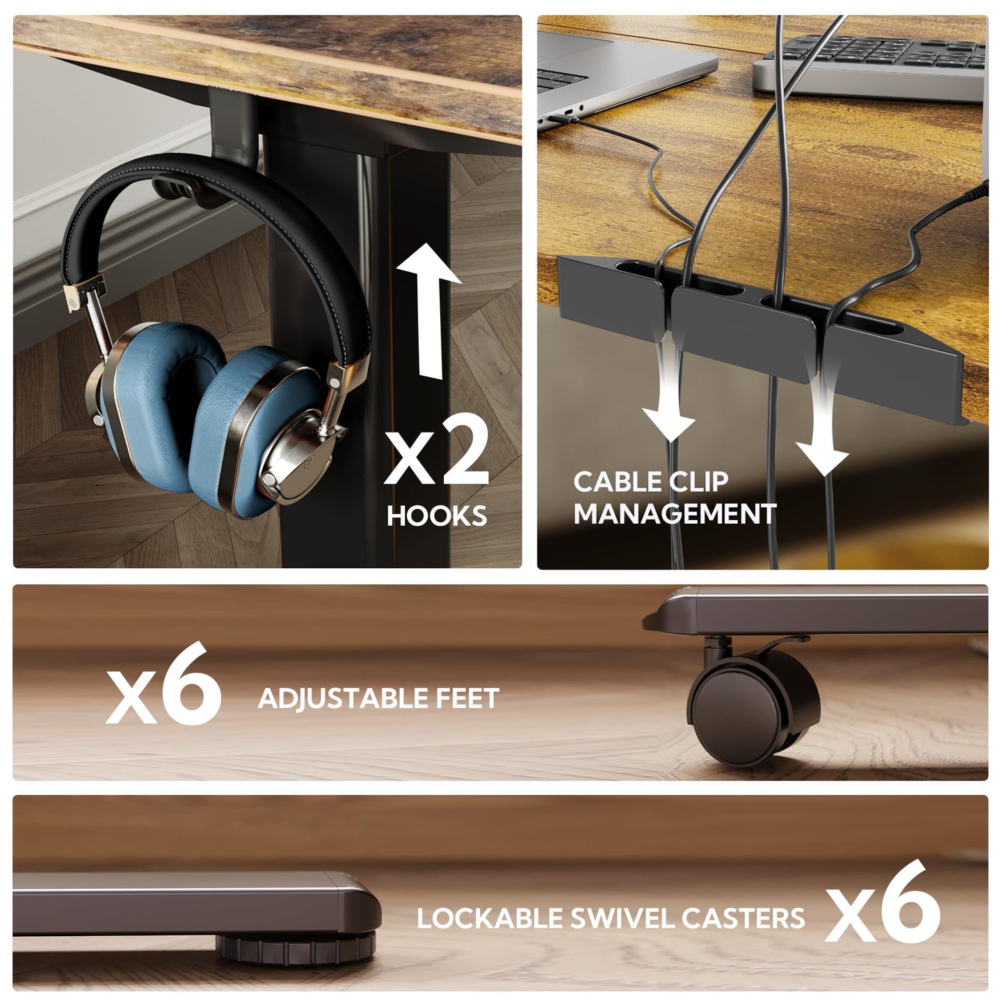 YDN L Shaped Standing Desk, Electric Standing Desks L Shape Adjustable Height Dual Motor, 63 x 55 Inch Corner Standing Desks with Splice Board for Home Office, Large Standing Desk, Rustic Brown