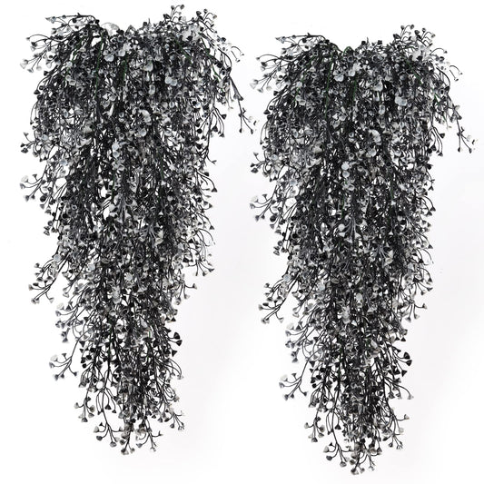 RECUTMS Artificial Hanging Plants 4 Pcs Fake Ferns Artificial Plants Large Faux Hanging Plant Wall Plants Fake Ivy Room Home Garden Wedding Halloween Party Indoor Outdoor Decor(Black White)