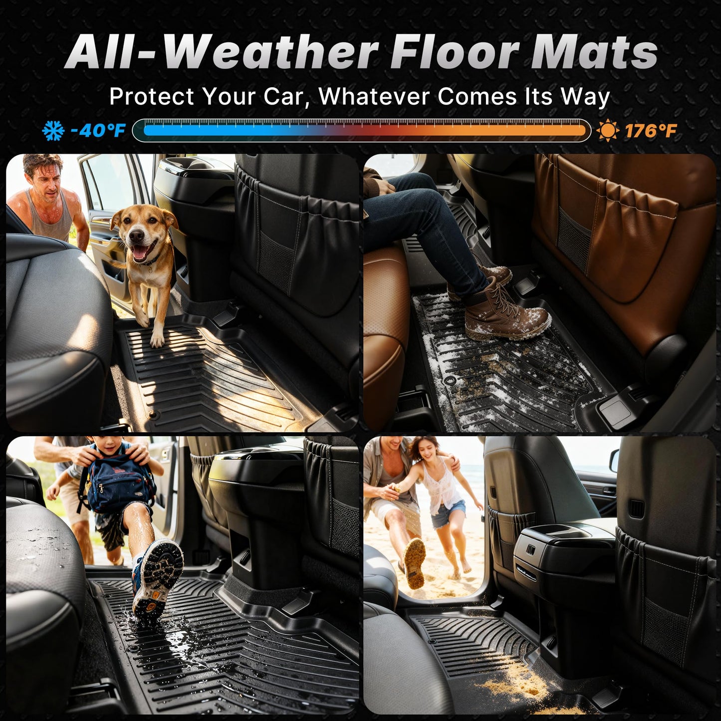 OEDRO Floor Mats Fit for 2022-2025 Nissan Pathfinder 8 Seats/Infiniti QX60 7 Seats, All Weather 3 Rows Full Set w/Cargo Mat, TPE Heavy-Duty Pathfinder Accessories Floor Liners, Black