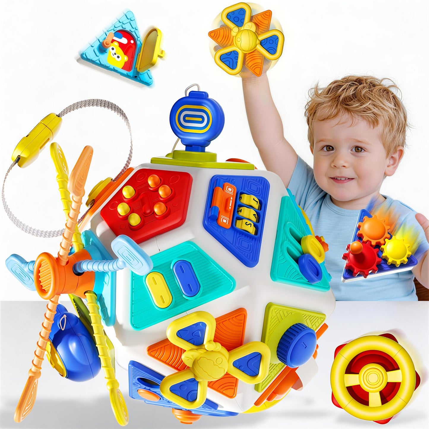22-in-1 Busy Board for 1 Year Old, Activity Cube Montessori Sensory Toys for for Toddler 1-3, Early Educational Travel Toy for 1 Year Old Kid , Fine Motor Skills Gifts for Infant 12-18 M+ Boys & Girls