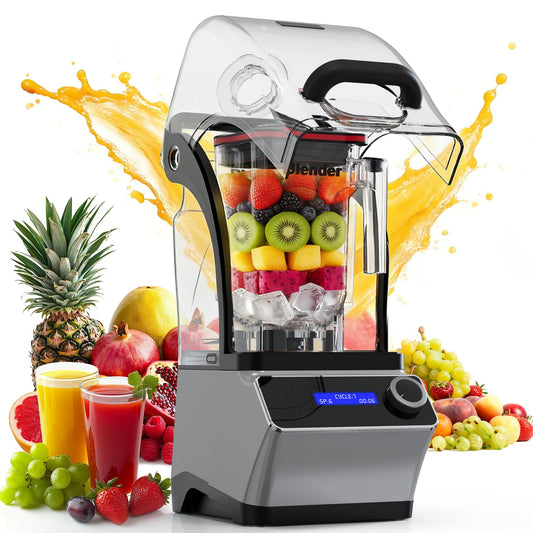 WantJoin Commercial Blender - 68 oz Quiet Commercial Blender for Smoothies with LED Touch Panel & Sound Enclosure, 2200W Copper Motor, 30000RPM, 7 Speeds, Blenders for Frozen Drinks, Juice, Soup