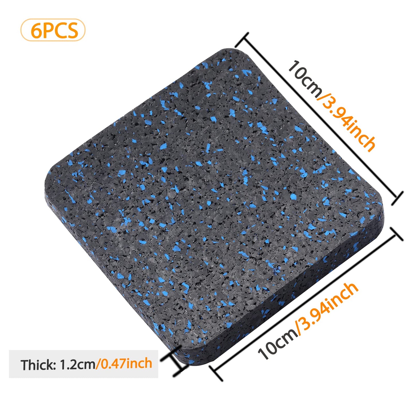 BestXD Treadmill Mat Pads - 6 PCS Shock Absorbing Rubber Pads for Treadmill and Fitness Equipment - Heavy Duty Floor Protector for Home Gym - Non-Slip Stability for Hardwood Floors - 3.94"x3.94"x0.5"