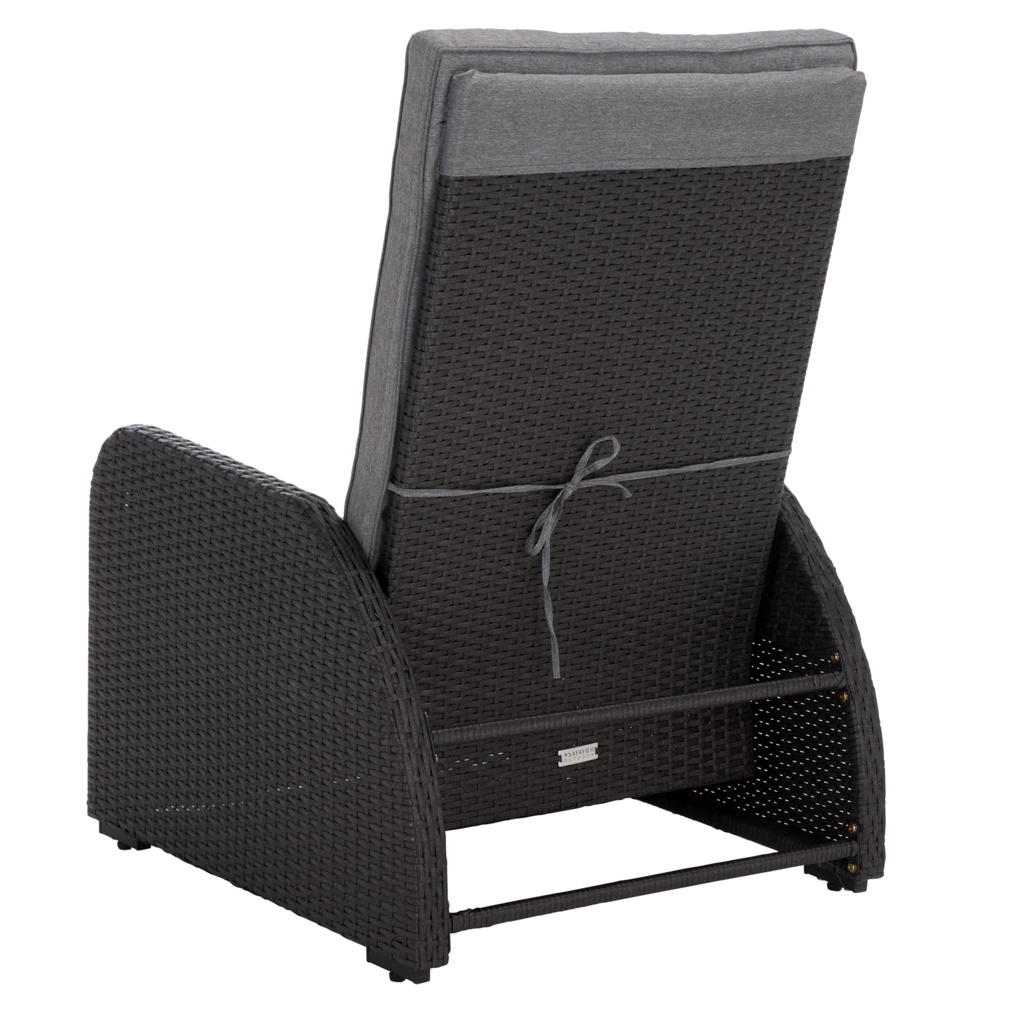 SAFAVIEH Outdoor Patio Furniture Collection – Millman Black & Grey Weather-Resistant Recliner Chair, Adjustable Backrest & Cushioned Seat (PAT6906A)