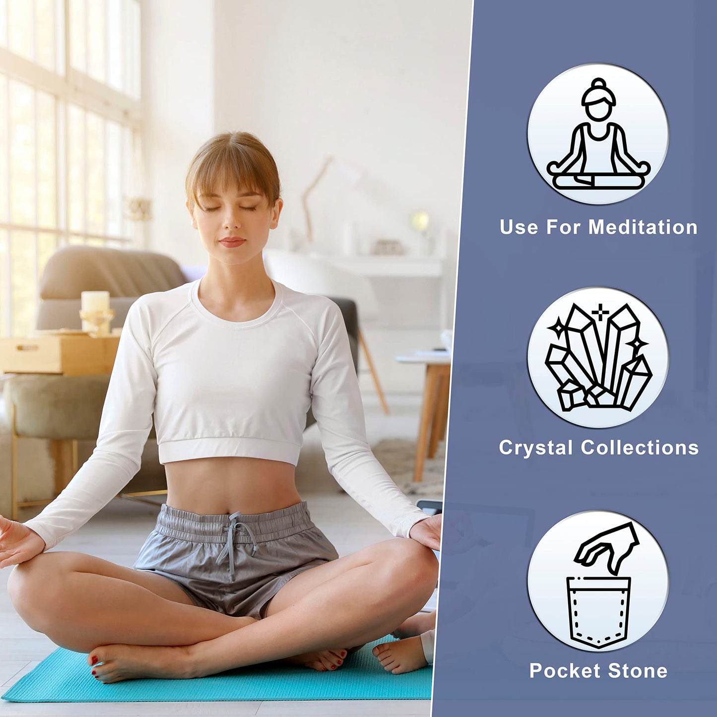 Crocon 50mm Indigo Gabbro Heart stone Big Heart Shape Puff Stones Set 450+ Carats Pocket Crystal Healing Tumble Collection Palm Worry Stone Good Luck Charm Meditation Gift Craft Home Decor