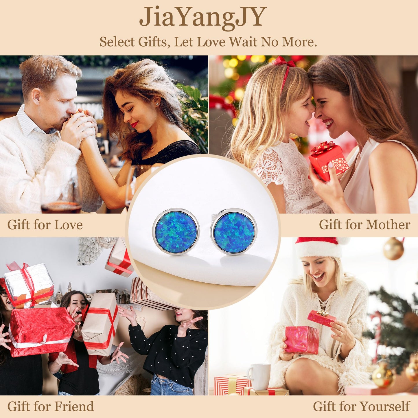 JiayangJY Silver Blue Fire Opal Stud Earrings for Women 18K White Gold Plated Sterling Silver Round Shape 6mm Opal Earrings with Push Back