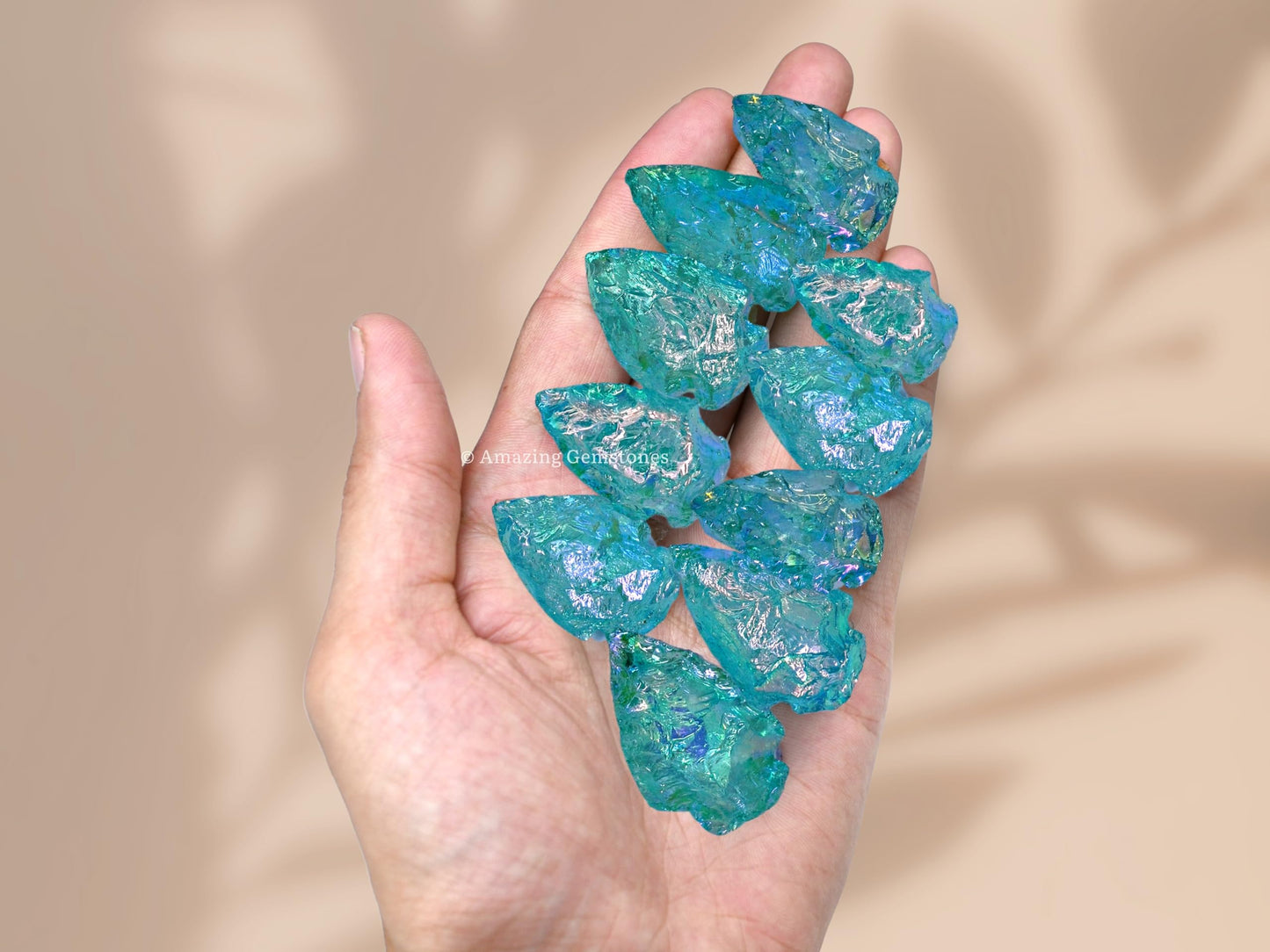 Amazing Gemstone Aqua Aura Quartz Arrowhead, Crystal and Healing Stone Flint Rock Arrow Head - 1" to 1.5" Arrowheads for DIY Project Craft Point Jewelry Making