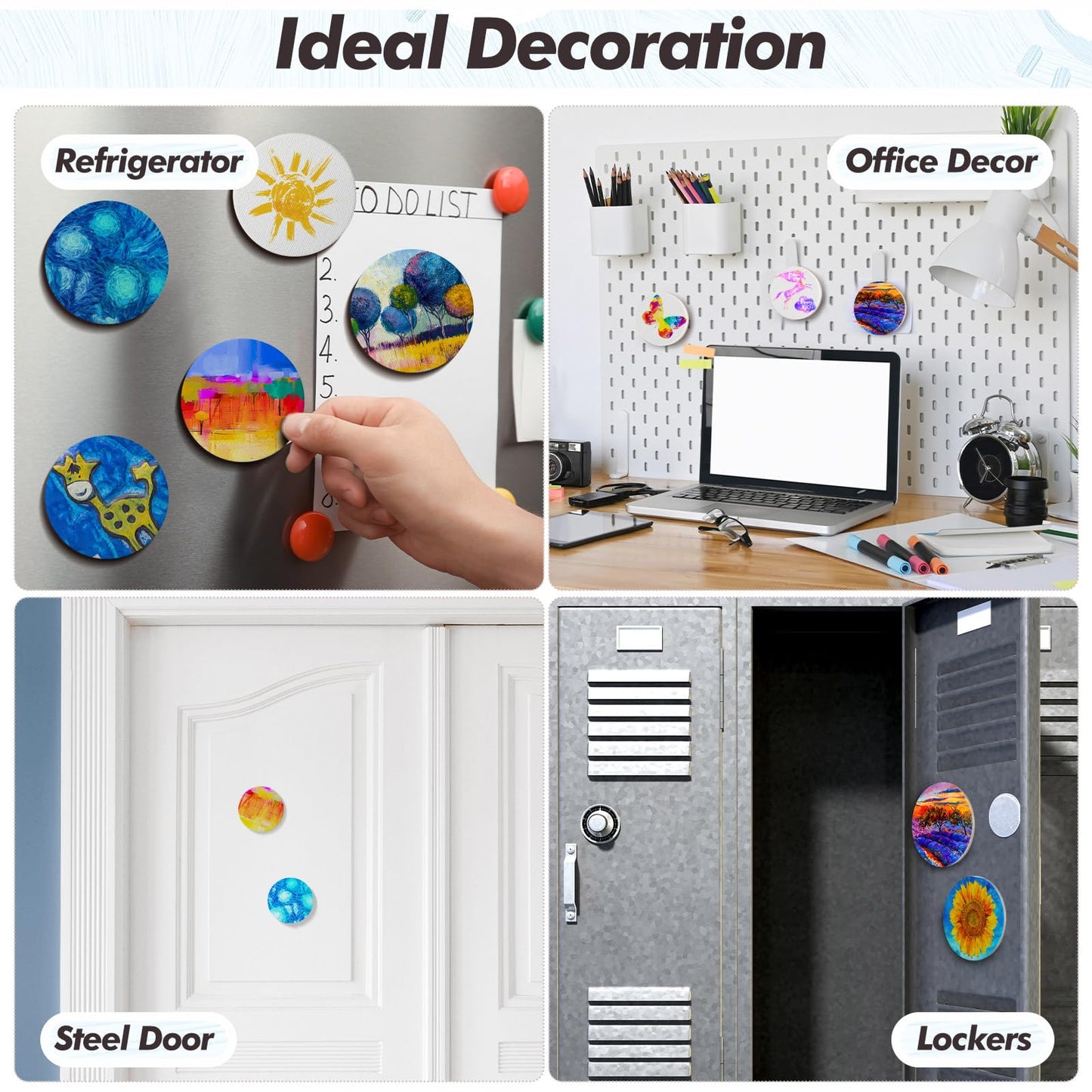 Engrowtic 50 Pcs Magnetic Painting Canvas Panel Mini Canvas Boards for Painting Mini Tile Art for Fridge Locker Art Crafts DIY(2.5 in,Round)