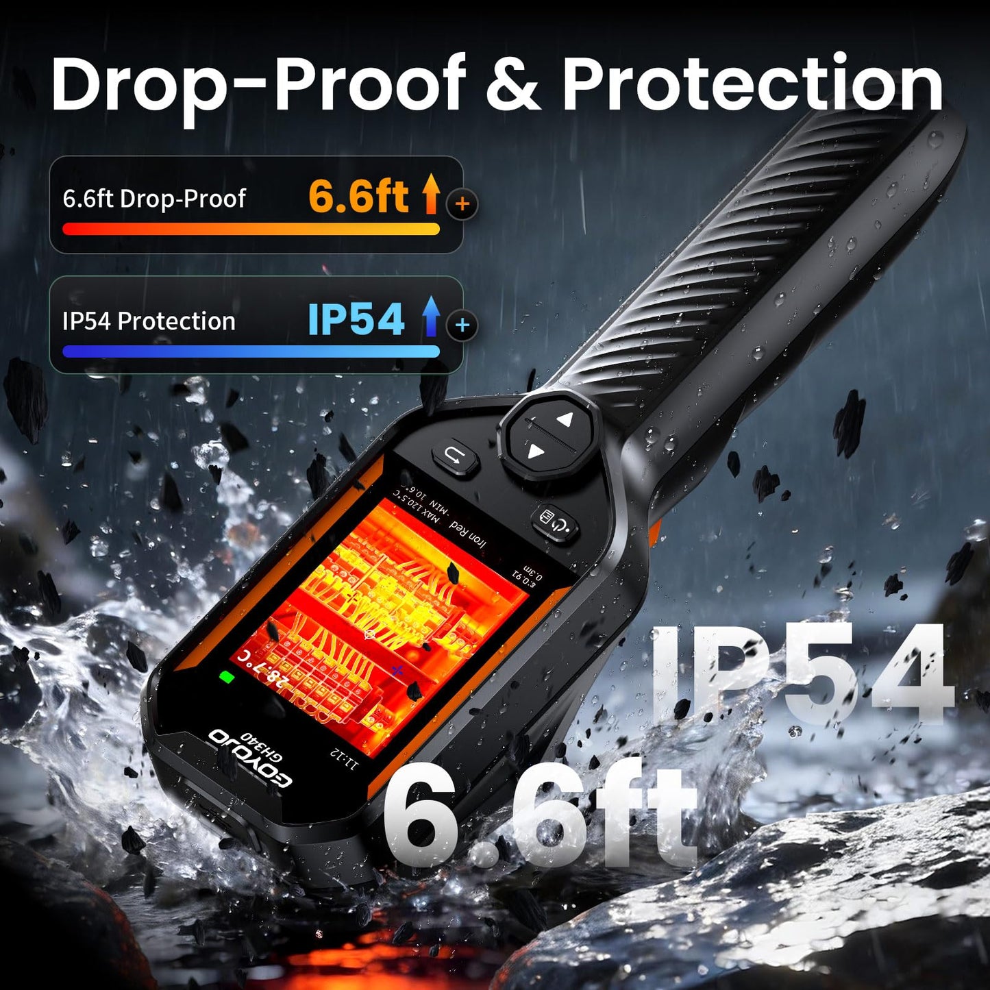 GH340 Thermal Imaging Camera 640x480 Super Resolution, Dual-Camera with 2MP Visual Camera, 256x192 IR Resolution Handheld Thermal Camera for Home Inspection, HVAC Electrical Water Leak Break Detection