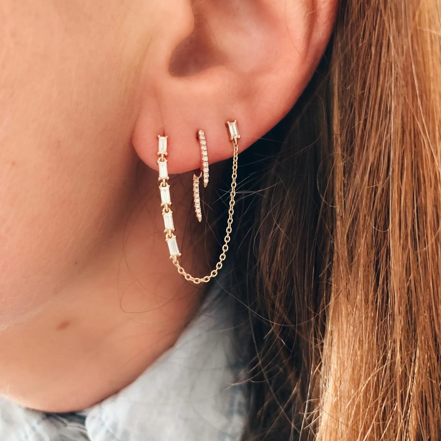 Obidos 14K Gold Plated Cubic Zirconia Illusion Hoop Earrings for Women | Trendy Simple Hypoallergenic Fashion Accessories Gold Jewelry Gifts for Womens (Spike Earrings - Yellow Gold)