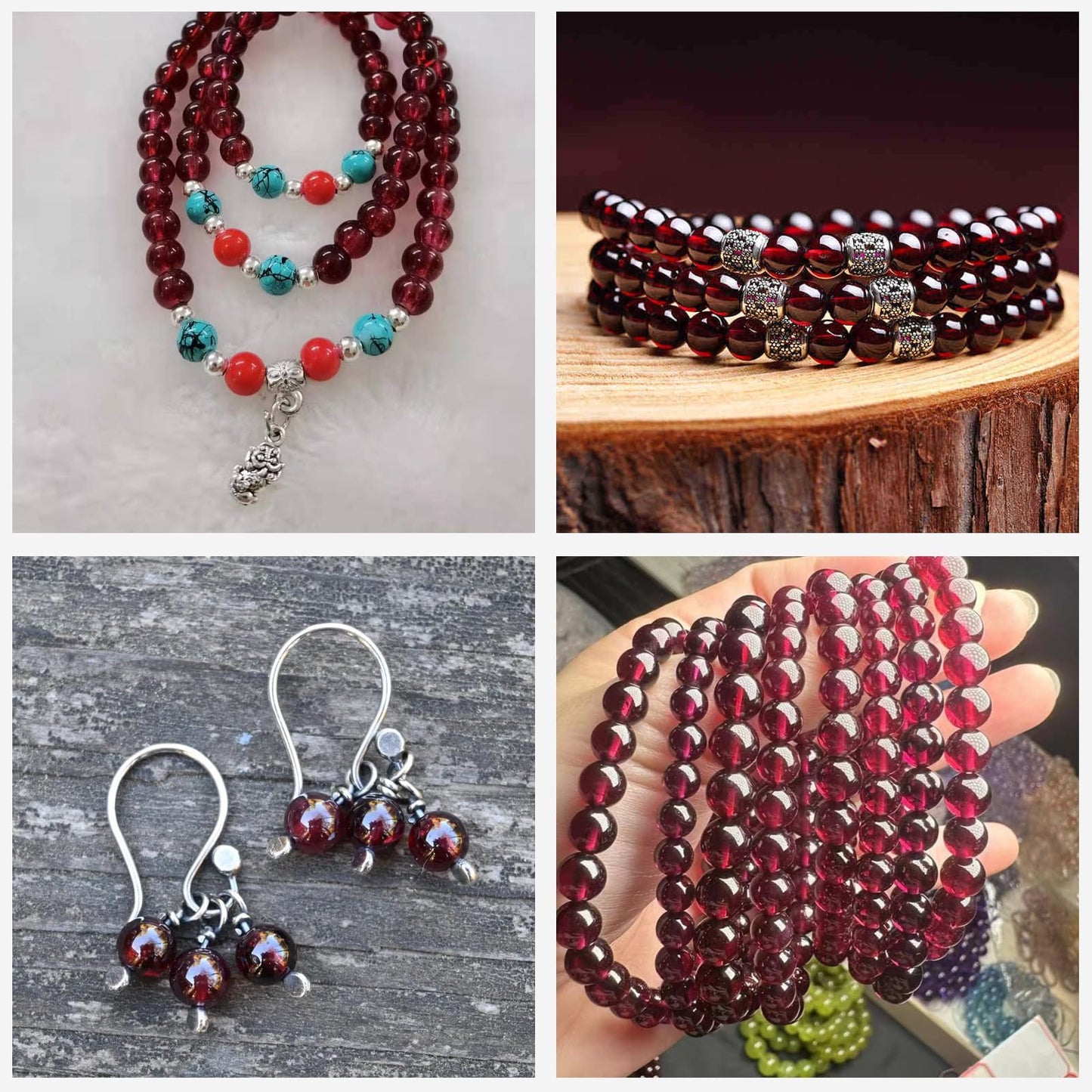 Risyfjew 50PCS 8mm Garnet Red Glass Gemstone Round Loose Beads for Jewelry Making Chakra Crystal Stone Beads for Bracelets Necklace Earrings Making Supplies (50pcs/Strand)