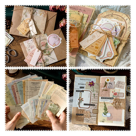 400Pcs Scrapbook Supplies Kit,4 Pack Of Vintage Scrapbook Paper for Planner Bullet Junk Journal Supplies, Decoupage Paper Card Making Supplies And Scrapbooking Supplies DIY Mixed Media Collage Card