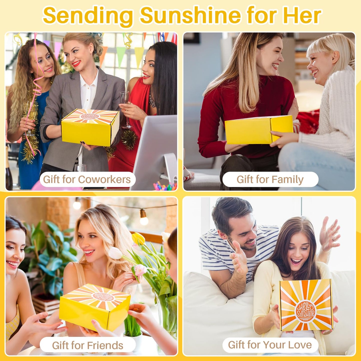 Gift Baskets for Women, Unique Birthday Gifts for Women,Get Well Soon Gift Basket,Mothers Day Gifts, Care Package Sending Sunshine Box Thinking of You for Mom Wife Sister Best Friends Teen Girls