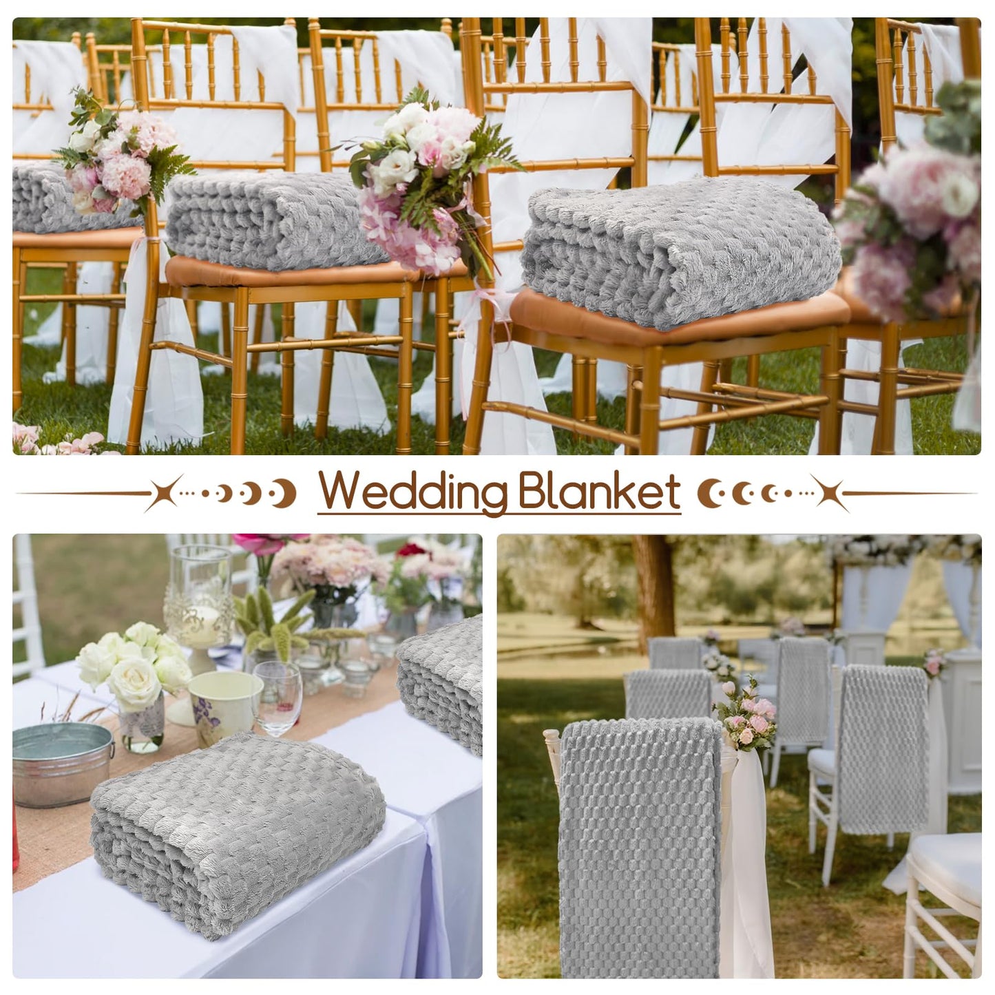 6 Pcs Flannel Throw Blanket Bulk 50 x 60 Inch, Turtle Velvet Jacquard Decorative Blankets Soft Lightweight Bed Throw for Sofa Pet Bed Party Outdoor Wedding Ideas Donation Homeless Gifts, Gray