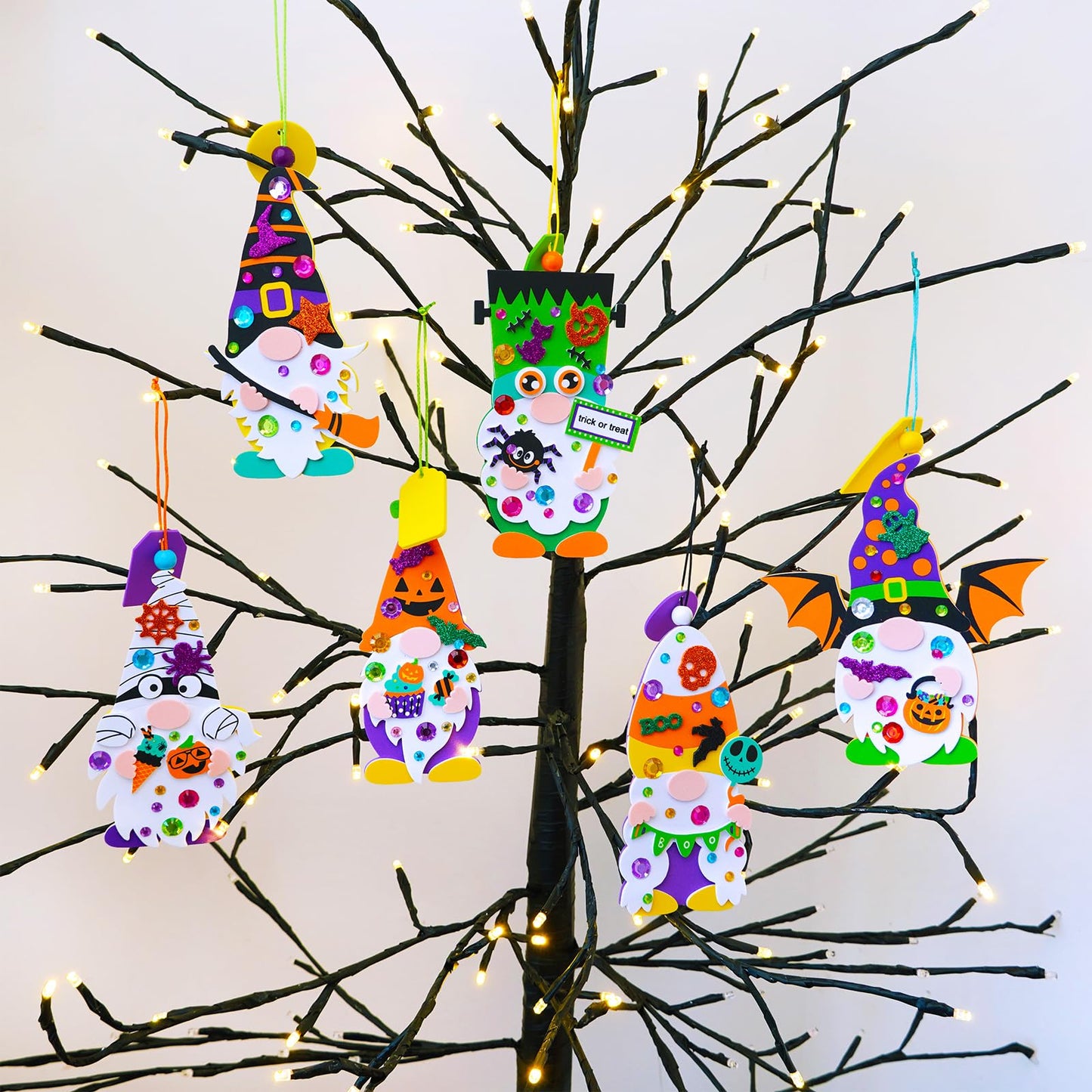 Winlyn 24 Sets Halloween Crafts Fall Crafts Kids DIY Gnome Ornaments Decorations Halloween Craft Kits Gnome Foam Stickers Halloween Arts and Crafts for Kids Home Classroom Art Activities Party Favors