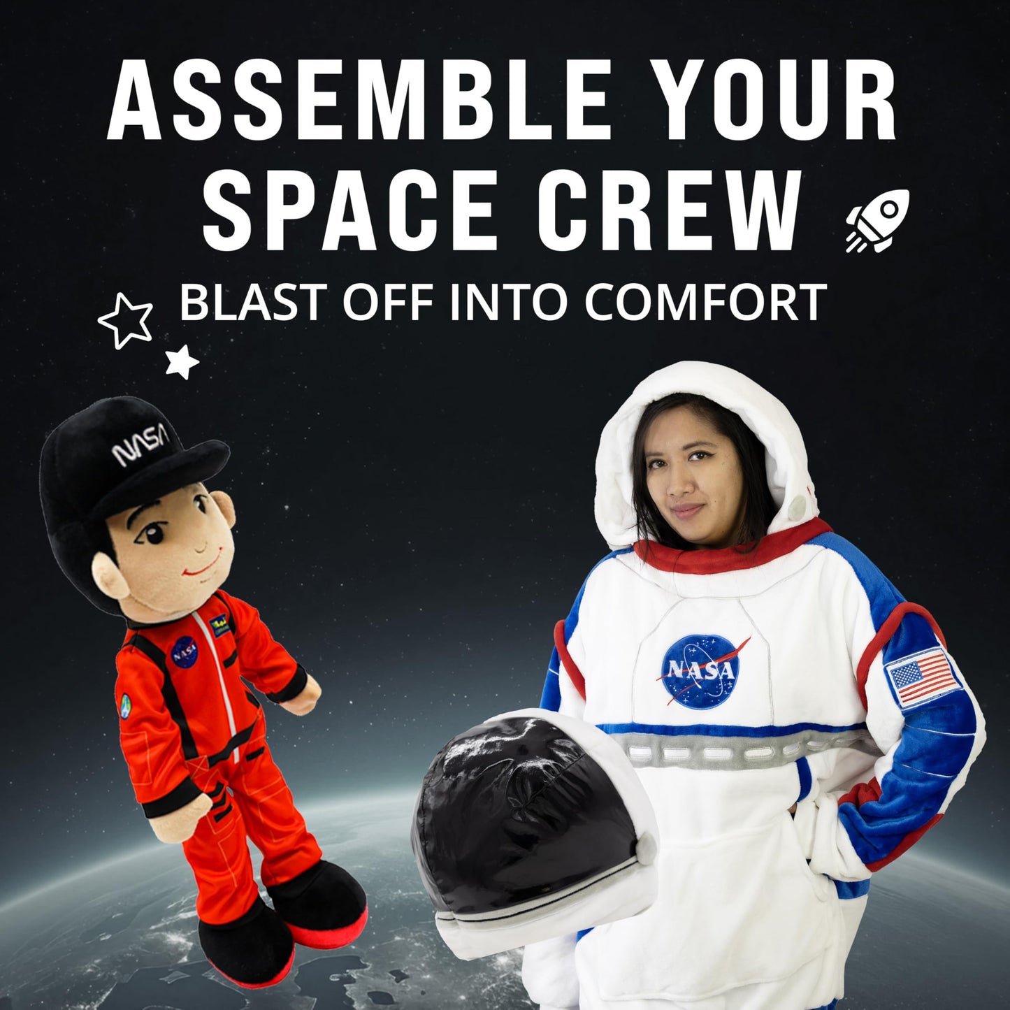 PLUSHIBLE NASA-Themed Astronaut Louie Plush Figure Toy – 14-Inch Space Explorer Rag Doll, Soft and Washable Stuffed Toy for Kids and Adults, Ideal Space-Themed Gift for All Ages