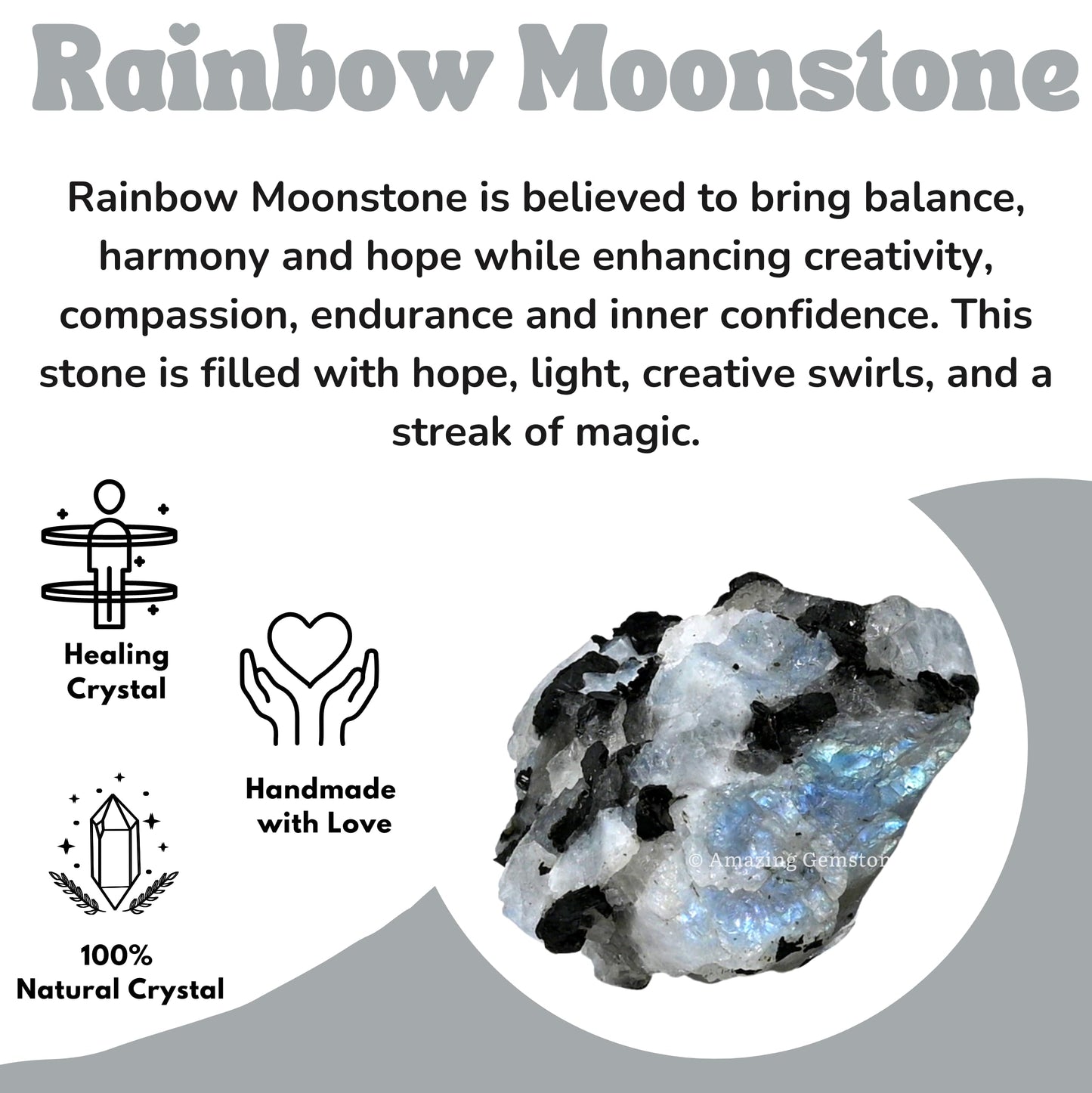 Amazing Gemstone Rainbow Moonstone Raw Crystals and Healing Stones, Natural Rocks For Tumbling - DIY Raw Stones And Crystals (1 Piece)