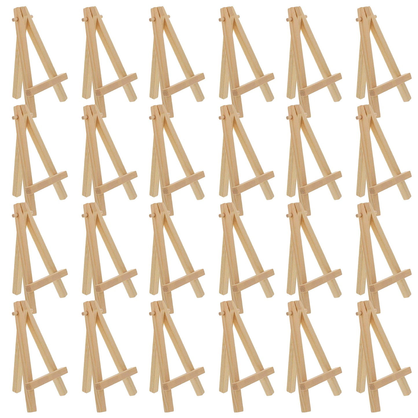U.S. Art Supply 5" Mini Easel (24 Pack) - Natural Wooden A-Frame Tabletop Display Stand, Mini Easel Stand - Small Easels for Display, Small Canvases, Crafts, Business Cards, Signs, Photos, Gifts