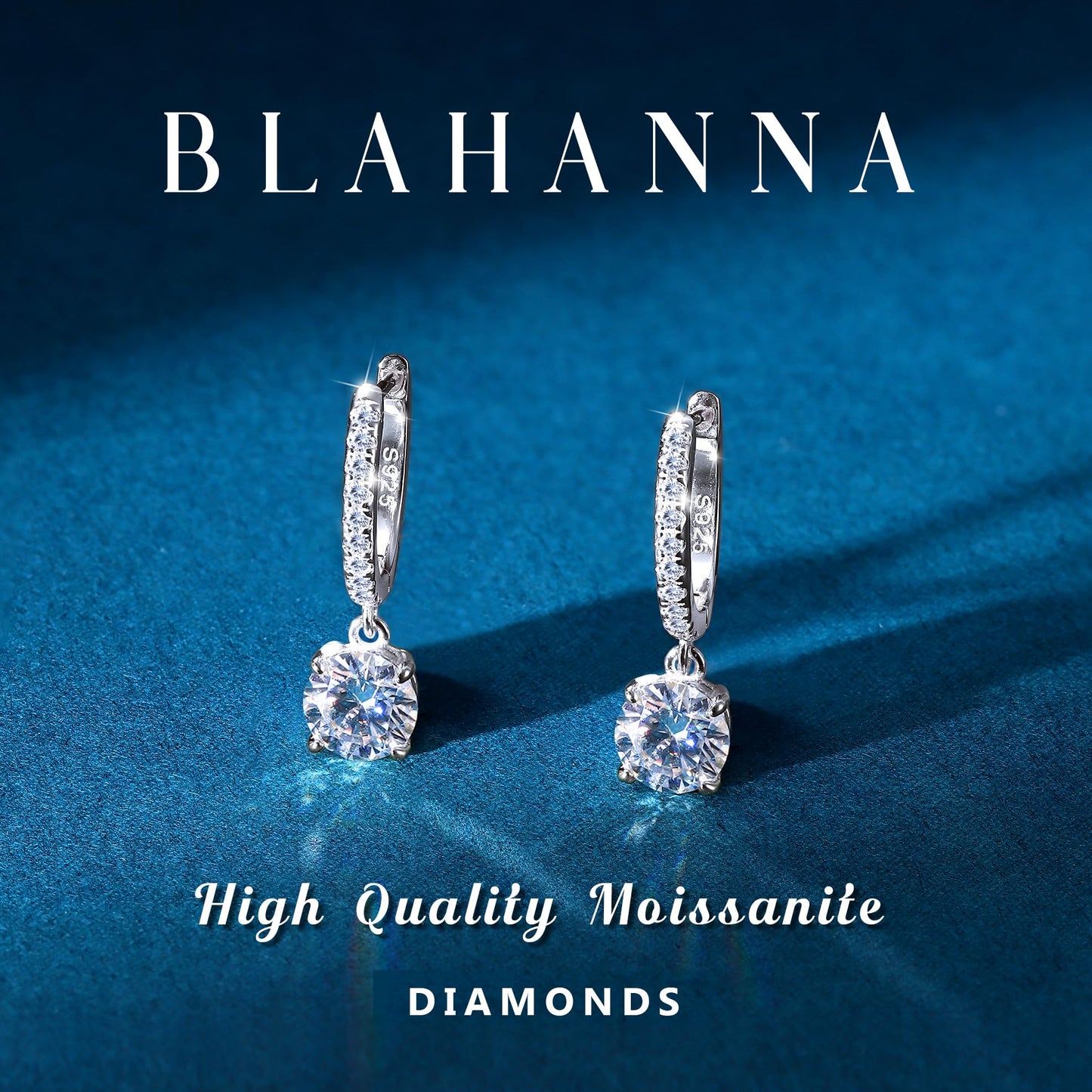 Moissanite Earrings, Sterling Silver Hoop Earring 1.0ct-2.0ct D Color Brilliant Hypoallergenic Earring for Women Men Drop Dangle Moissanite Leverback Mother's Day Gift