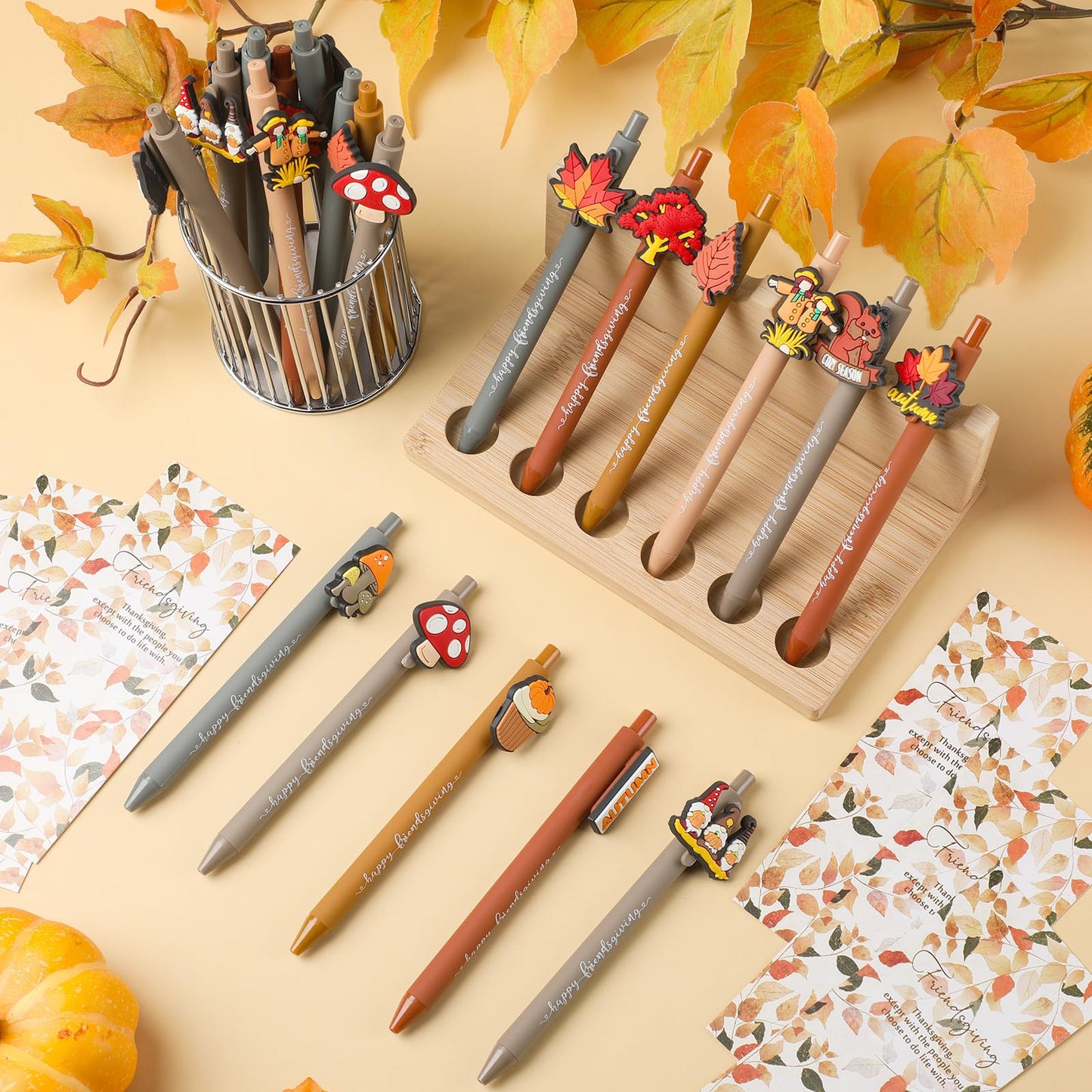 Ctosree 20 Sets Friendsgiving Party Favors Bulk Thanksgiving Fall Pens with Maple Leaf Bookmarks Turkey Pens Thanksgiving Gifts for Friends Families Coworkers Employee Holiday Office Party Souvenirs