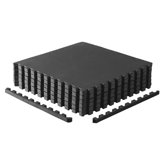 CAP Barbell 1-Inch Interlocking EVA Foam Exercise Puzzle Mat Home Gym Flooring - 1 Pack | 24" x 24" x 1" | T Pattern - Black