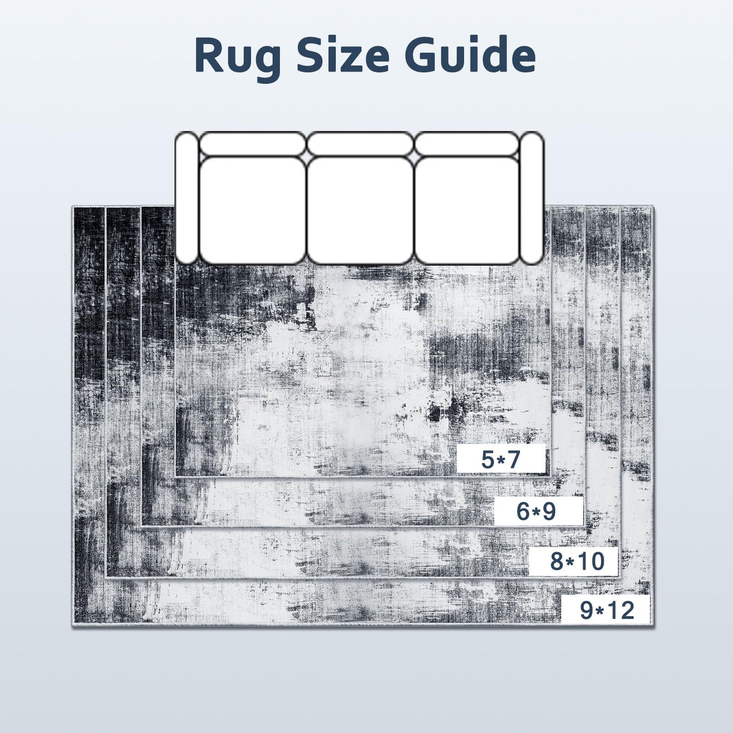 WEZVIX Area Rug 5x7 Living Room Rugs, Modern Abstract Washable Rug,Non-Slip Stain Resistant Carpet for Entryway Bedroom Dining Room Farmhouse Nursery Home Office-Abstract Blue Gray