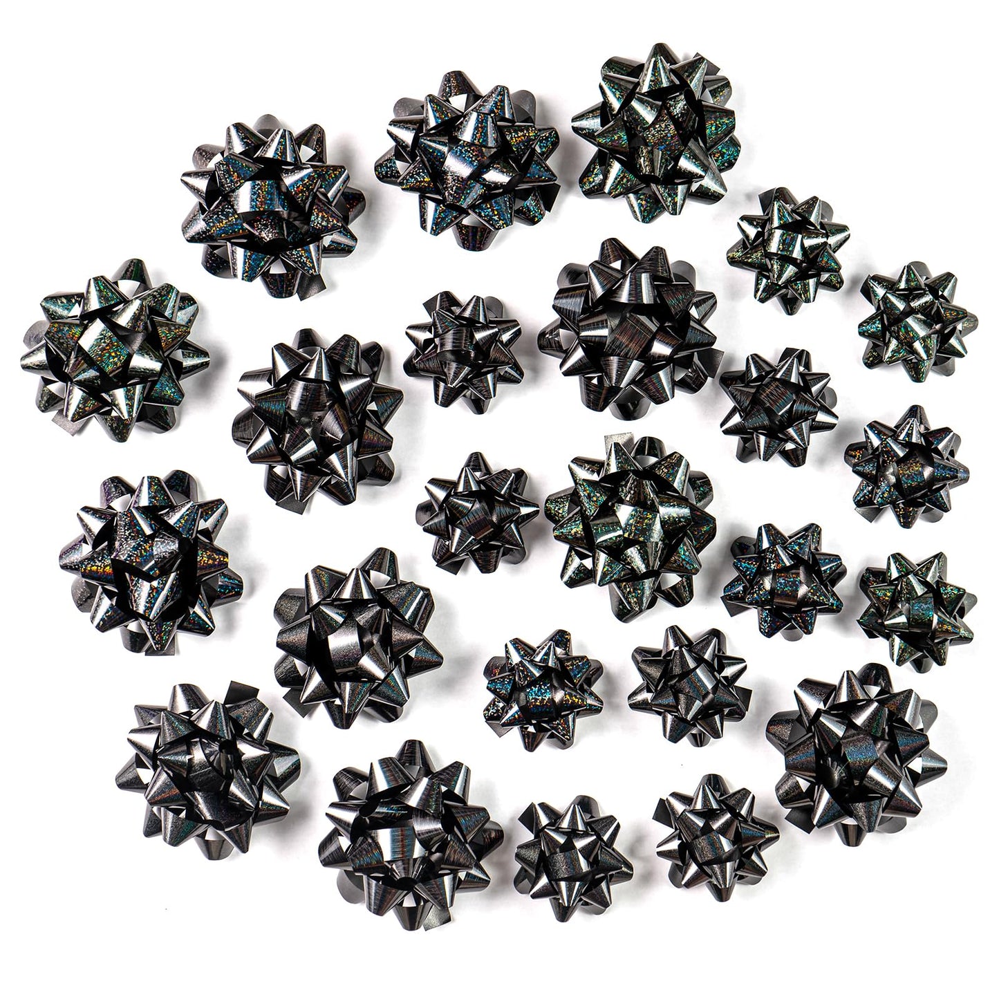 WRAPAHOLIC Black Gift Bow Assortment (24 Bows) for Birthday, Wedding, Christmas, Baby Shower, Bridal Showers