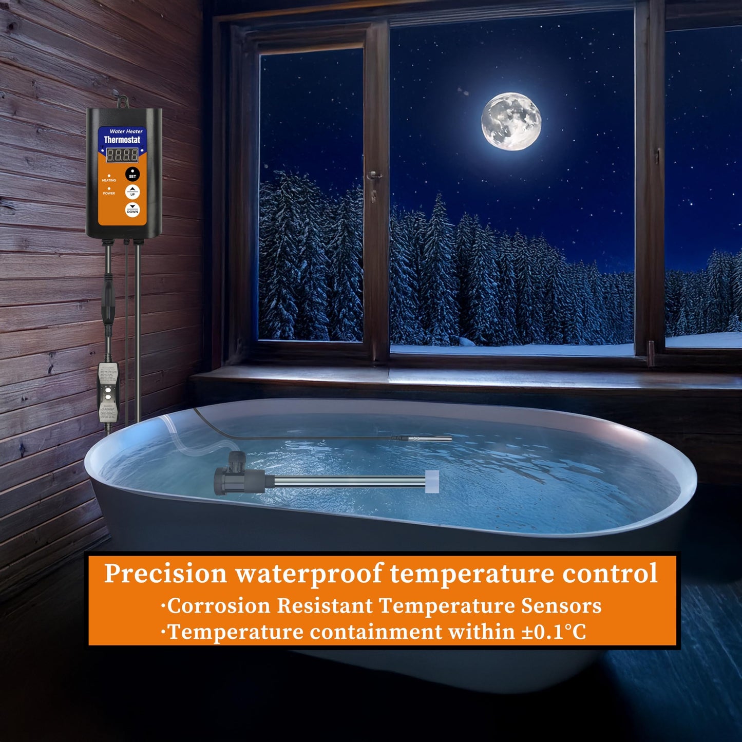 LASTINGCAPE 1500W Fully Submersible Inflatable Hot Tub Heater with Thermostat and GFCI, Portable Electric Water Heater for Bathtubs, Swimming Pools, Above Ground Pools and Baptistry