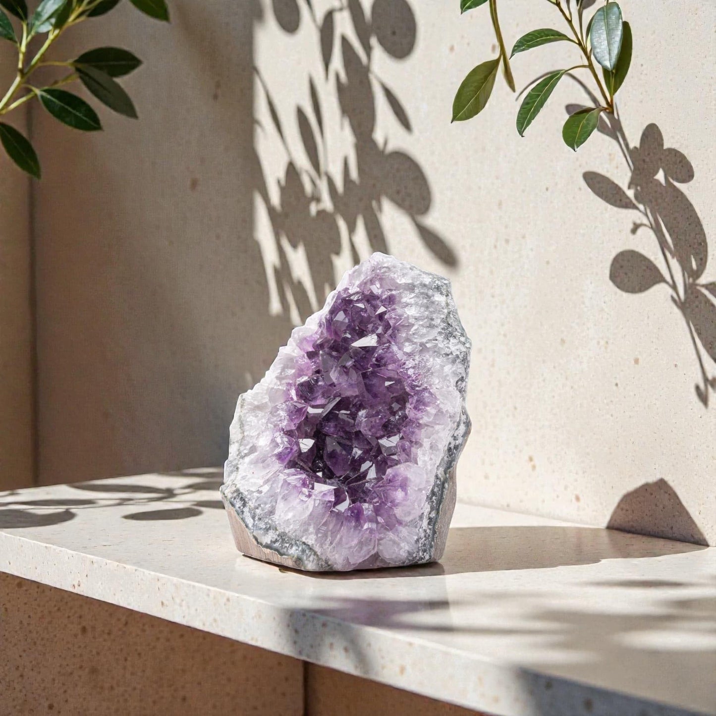 EMPORION Natural Amethyst (0.5 lb to 1 lb) - 3" to 4.5" Height - Crystal Clusters Stone from Uruguay Raw Geode Quartz - Deep Purple Color