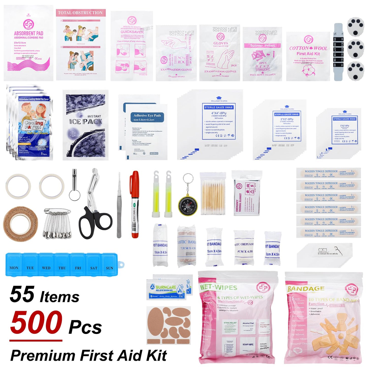 GEVOKE Professional 500 Piece Emergency First Aid Kit for Home, Car, Travel, Camping, Truck, Hiking, Sports, Office, Vehicle & Outdoor Emergencies - Emergency Medical Kit, Large First Aid Kit Survival