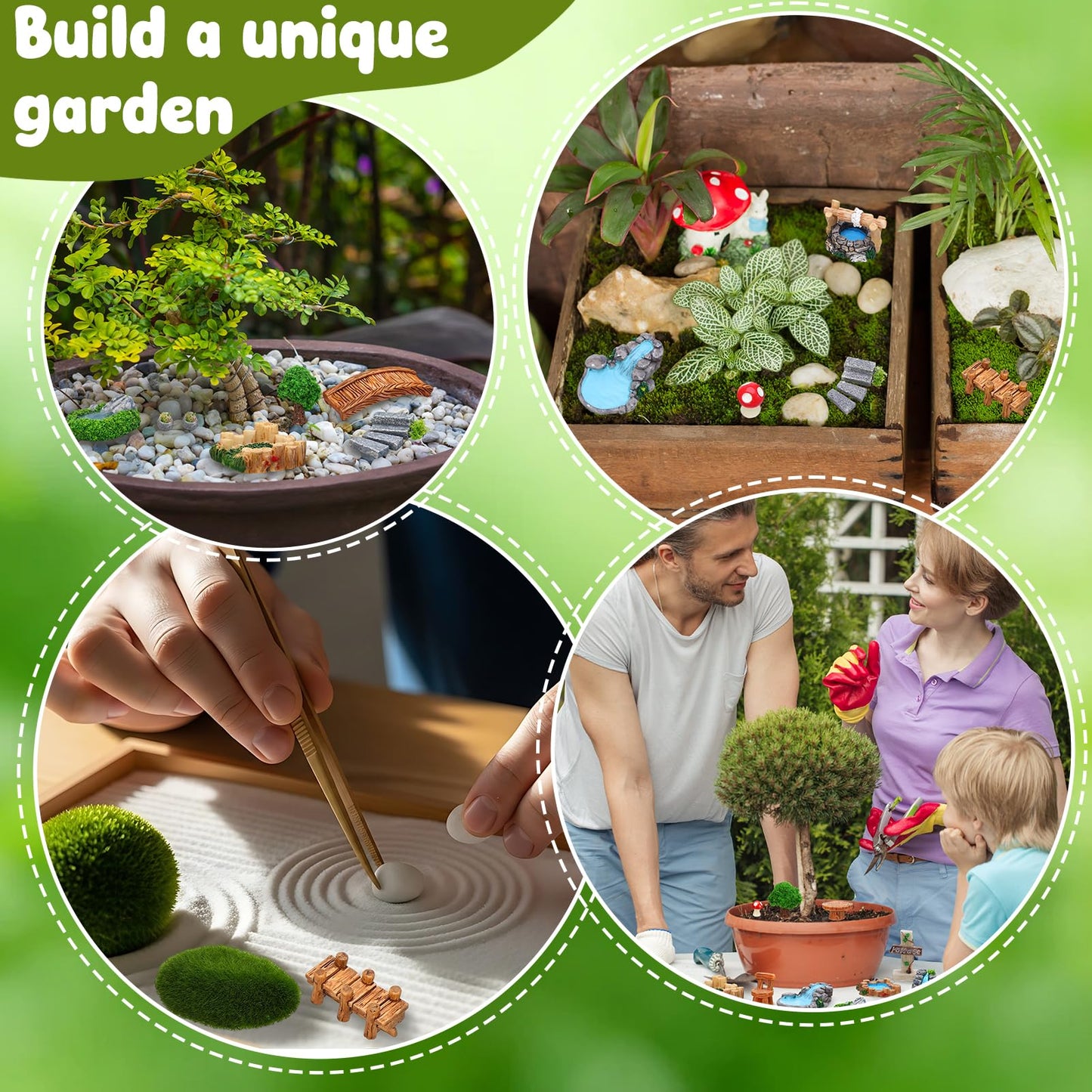 GGSTDDUP Mini Fairy Garden Accessories, Miniature Landscape Decorations Included Mini Bridge Pond Water Well for DIY Craft Lawn Pond Decor