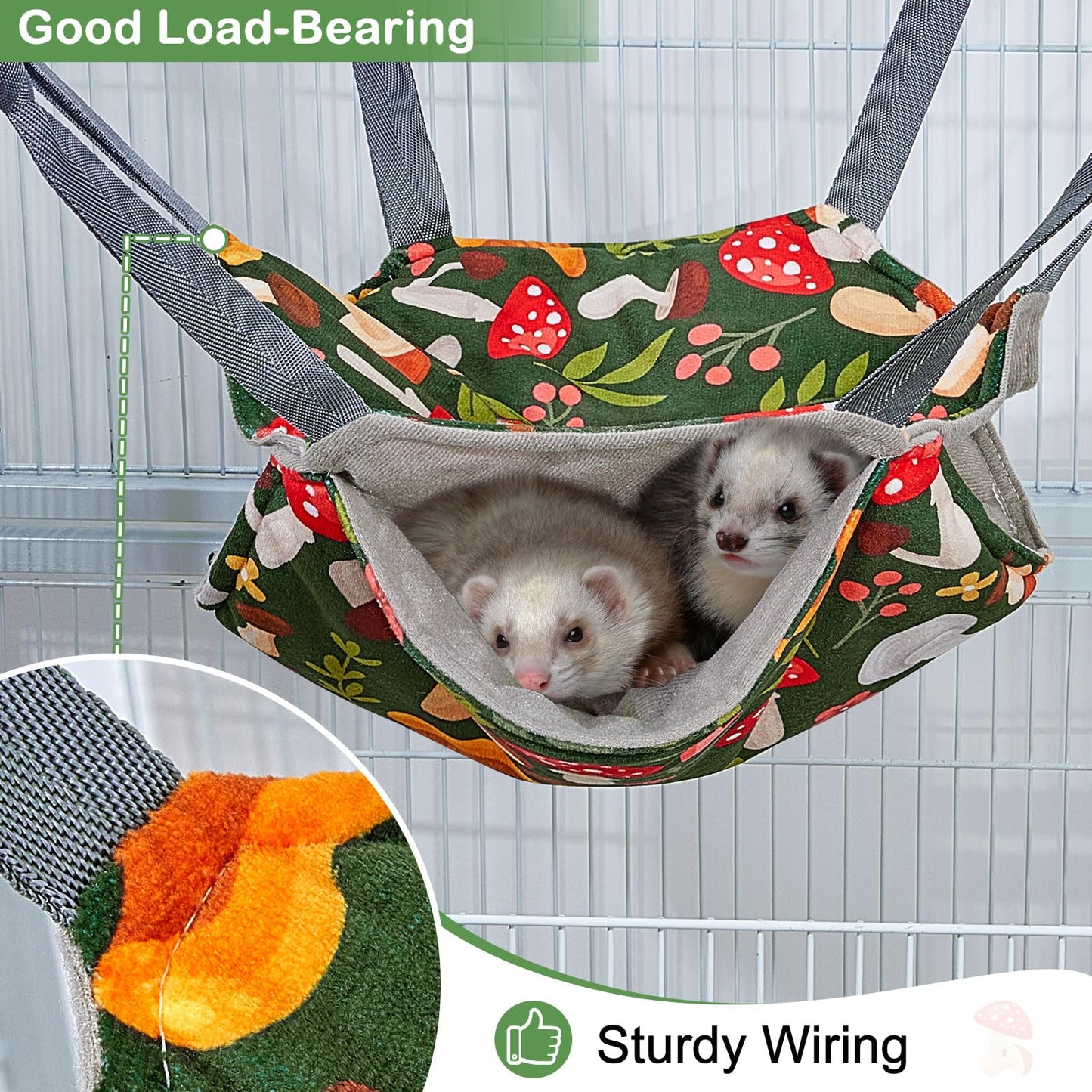 Glittme Ferret Hammock 4 Pack Ferrets Cage Accessories Washable Rat Hammock on Ferrets Cage Soft Guinea Pig hammocks for Rat, Sugar Glider, Squirrel, Guinea Pig
