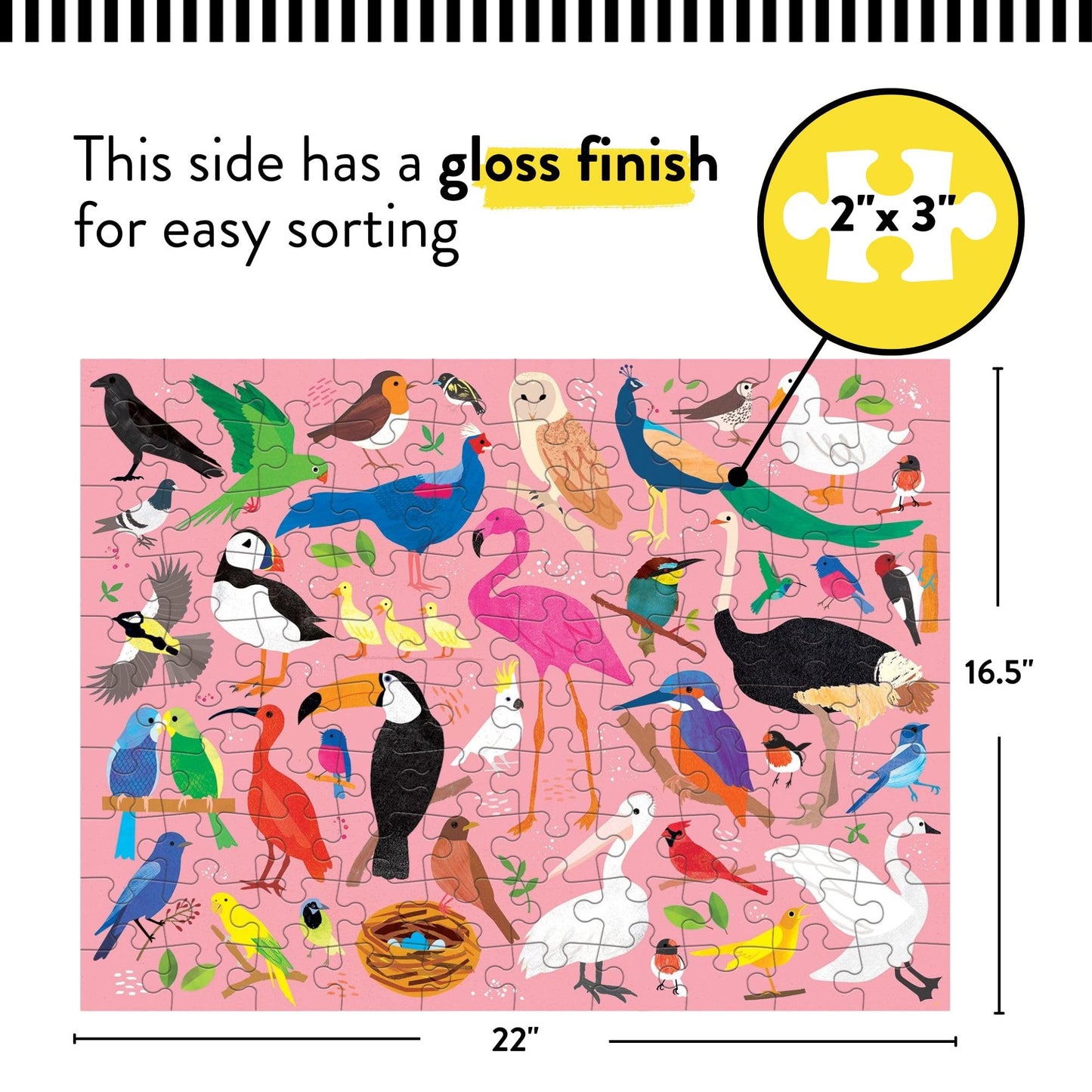 Mudpuppy Bugs and Birds Double-Sided Puzzle, 100 Pieces, 22” x 16.5” – Perfect Family Puzzle for Ages 6+ - Colorful Illustrations of Birds on One Side and Bugs on the Other, Multicolor (0735363749)