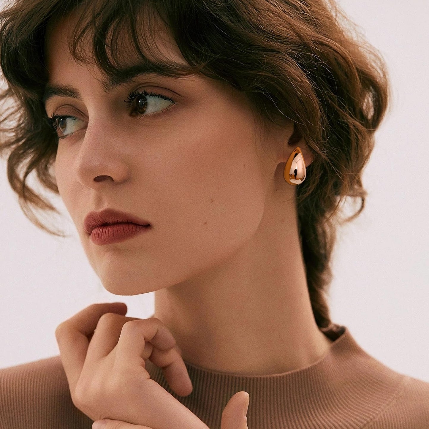 Gacimy 14K Rose Gold Plated Teardrop Earrings Dupes for Women, Chunky Drop Earrings for Women with 925 Sterling Silver Post, 0.7 Inches Rosegold