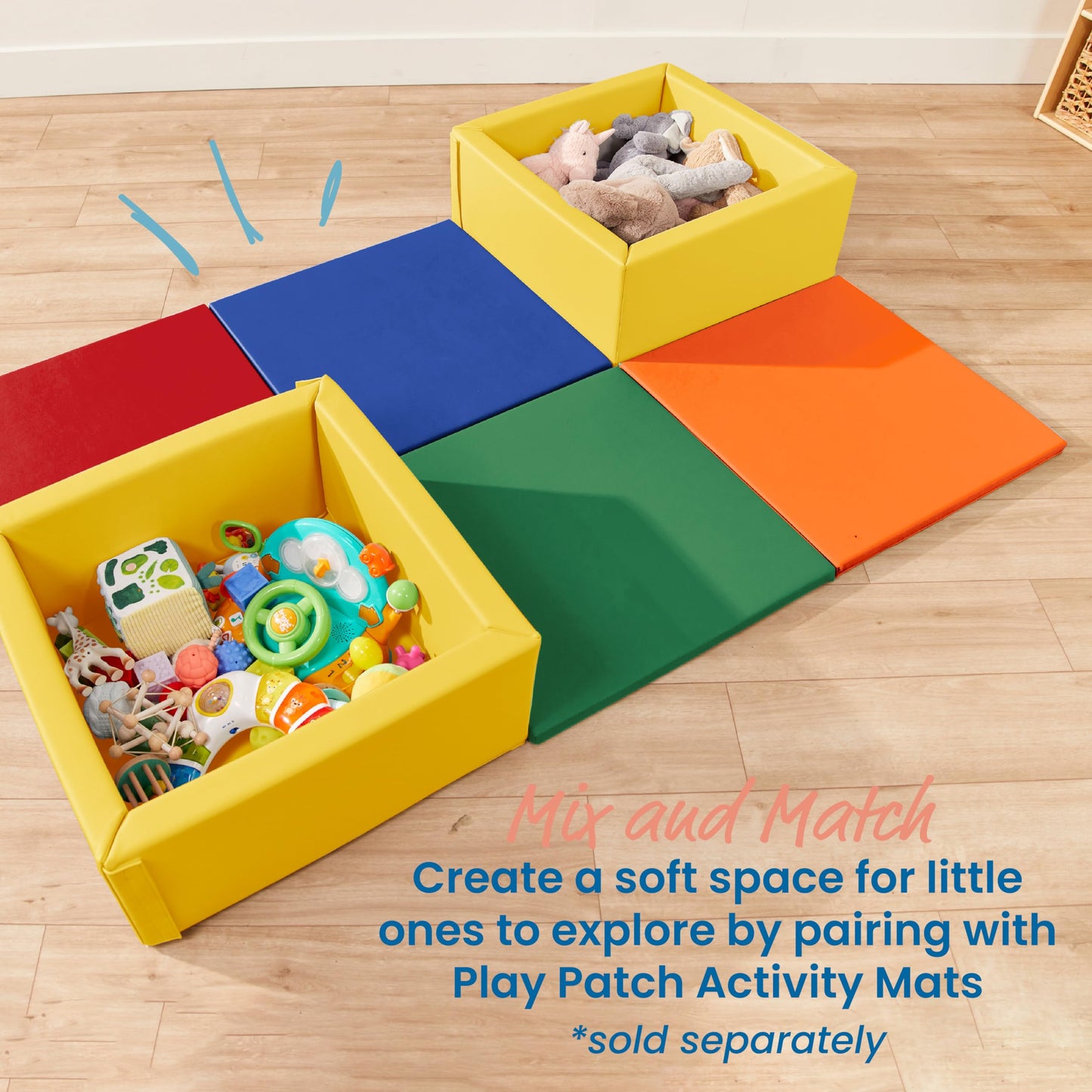 ECR4Kids SoftZone Play Patch Toy Bins, Beginner Playset, Yellow, 2-Pack