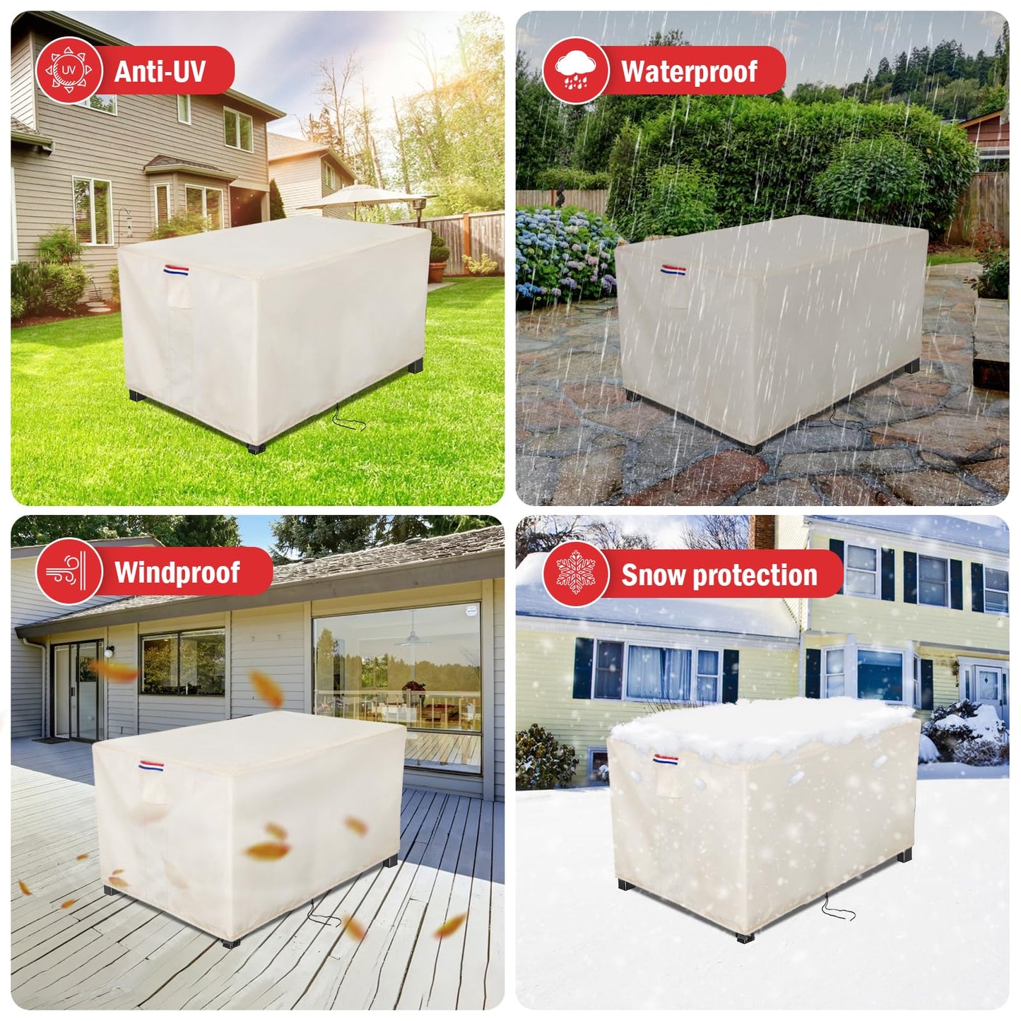 Youlvy Fire Pit Cover Rectangular 65 Inch - Waterproof Outdoor Fire Table Cover Rectangle Heavy Duty, 600D Patio Propane Gas Firepit Cover Rectangular Tear Weather Resistant - 65 x 40 x 27 Inch Beige