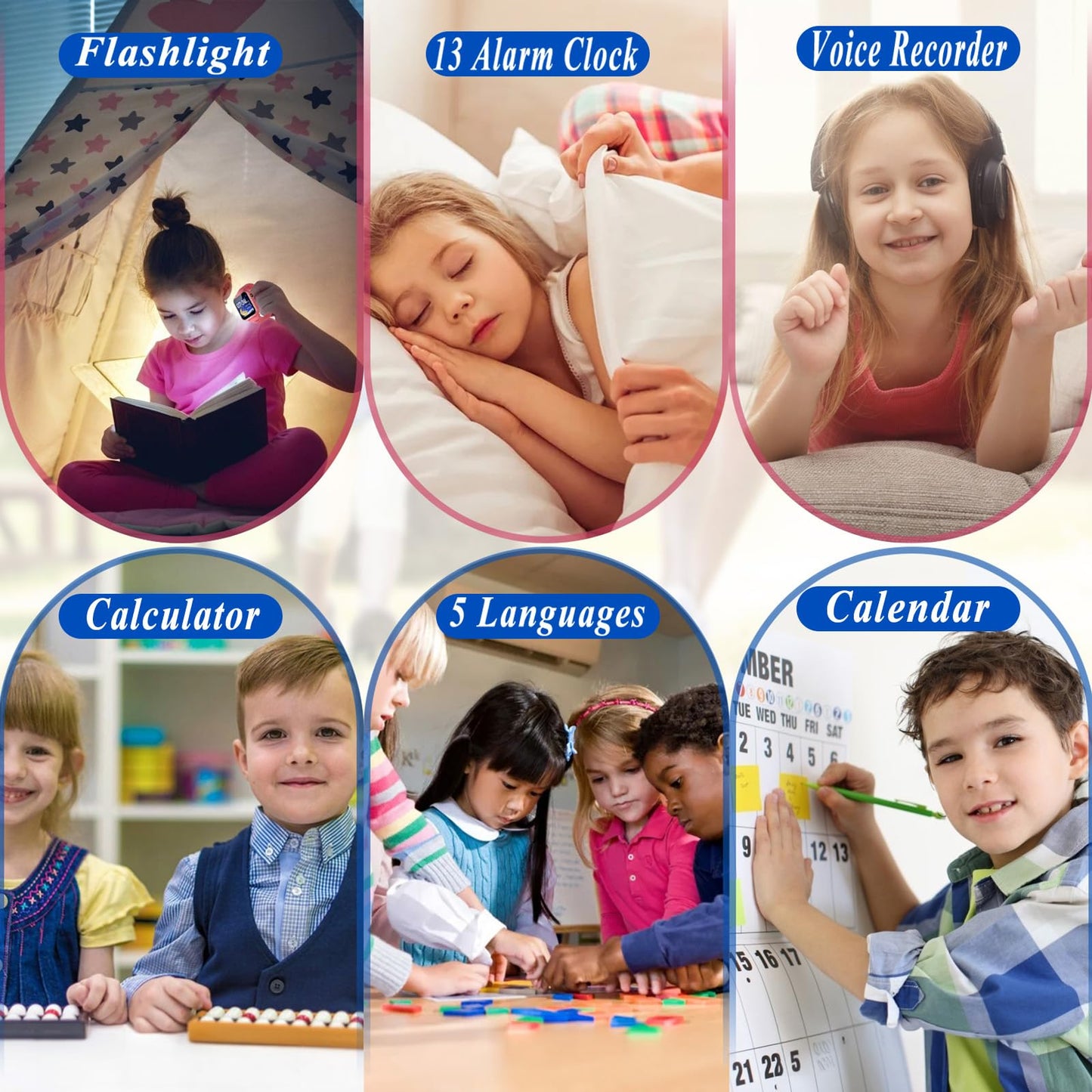 iCHOMKE Smart Watch for Kids, Girls Boys Smartwatch with 26 Games Camera Video Recorder and Player, Pedometer Calendar Flashlight, Audio Book etc.,Toys Gifts for 4-12 Years Children (Blue)