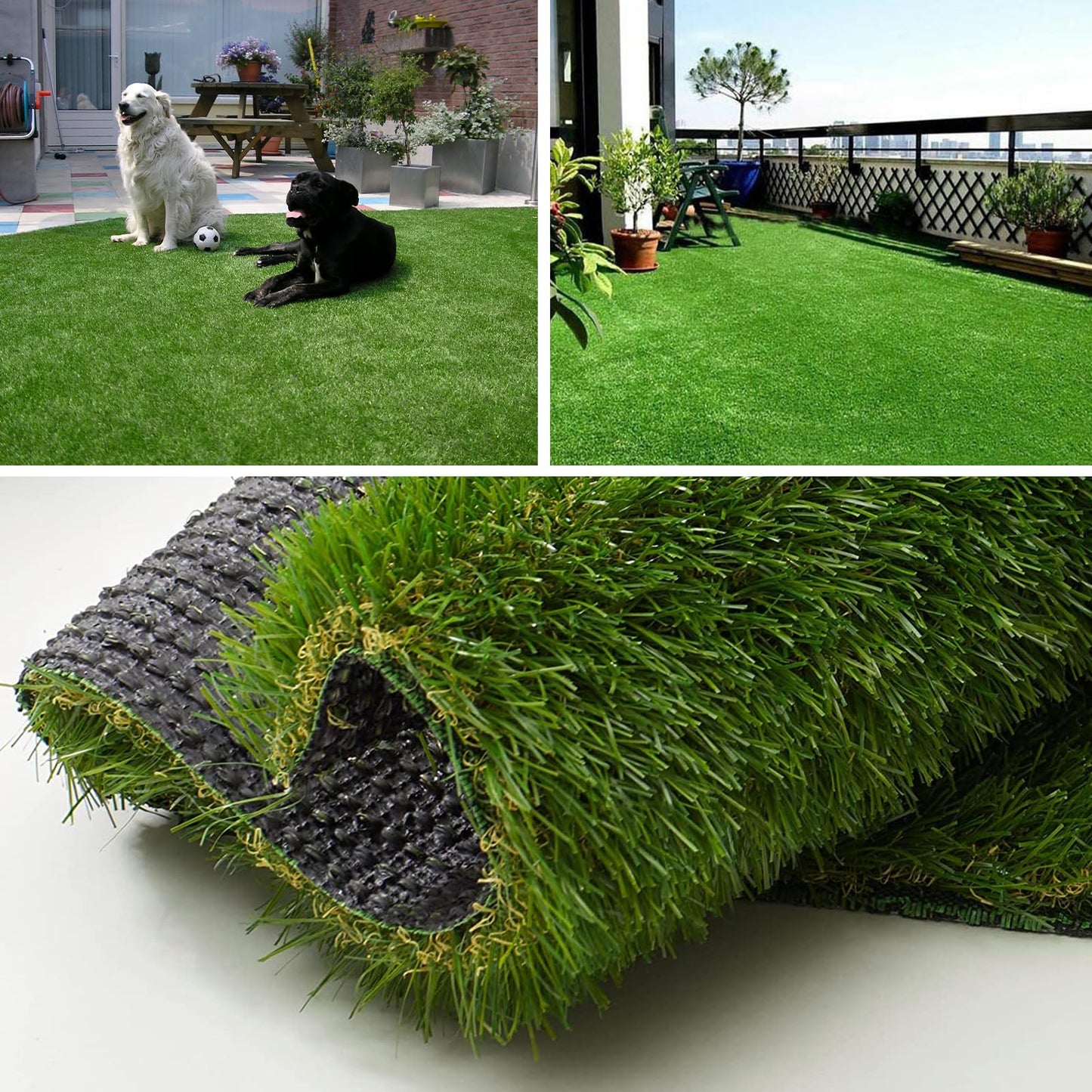 SHNOSU Artificial Grass Turf Rug 7FTX15FT Indoor Outdoor, 1.38" Pile Height Realistic Fake Grass with Drain Holes Astro Turf for Patio Garden Lawn Landscape Balcony