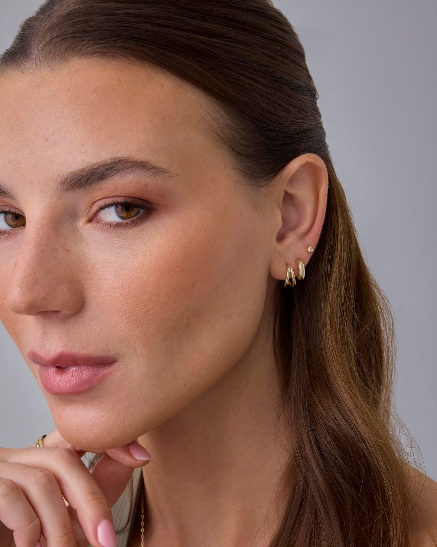 PAVOI 14K Yellow Gold Plated 925 Sterling Silver Posts 3-Pair Statement Earscape Earrings for Women - Three Set Double Huggie Multi Hoop Teardrop Stud Stack Piercing Pack