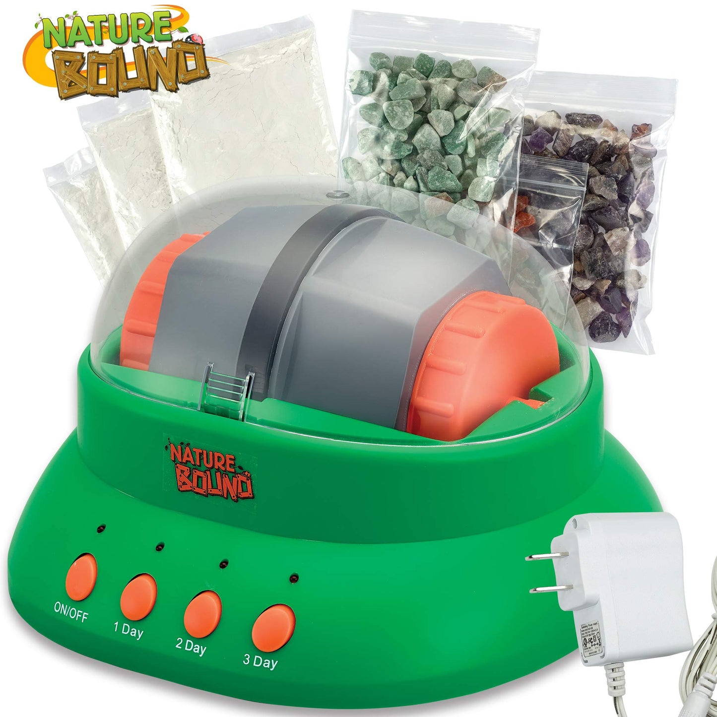 Nature Bound Starter Rock Tumbler Kit for Kids– Includes Rough Gemstones, Polishing Grits, Jewelry Fastenings, and Instructions – Great STEM Science Kit for The Future Geologist, Boys & Girls Ages 8+