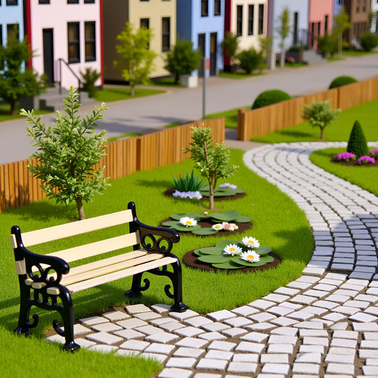 1/24 Miniature Park Bench Dollhouse Decoration Accessories, DIY Doll House Kit