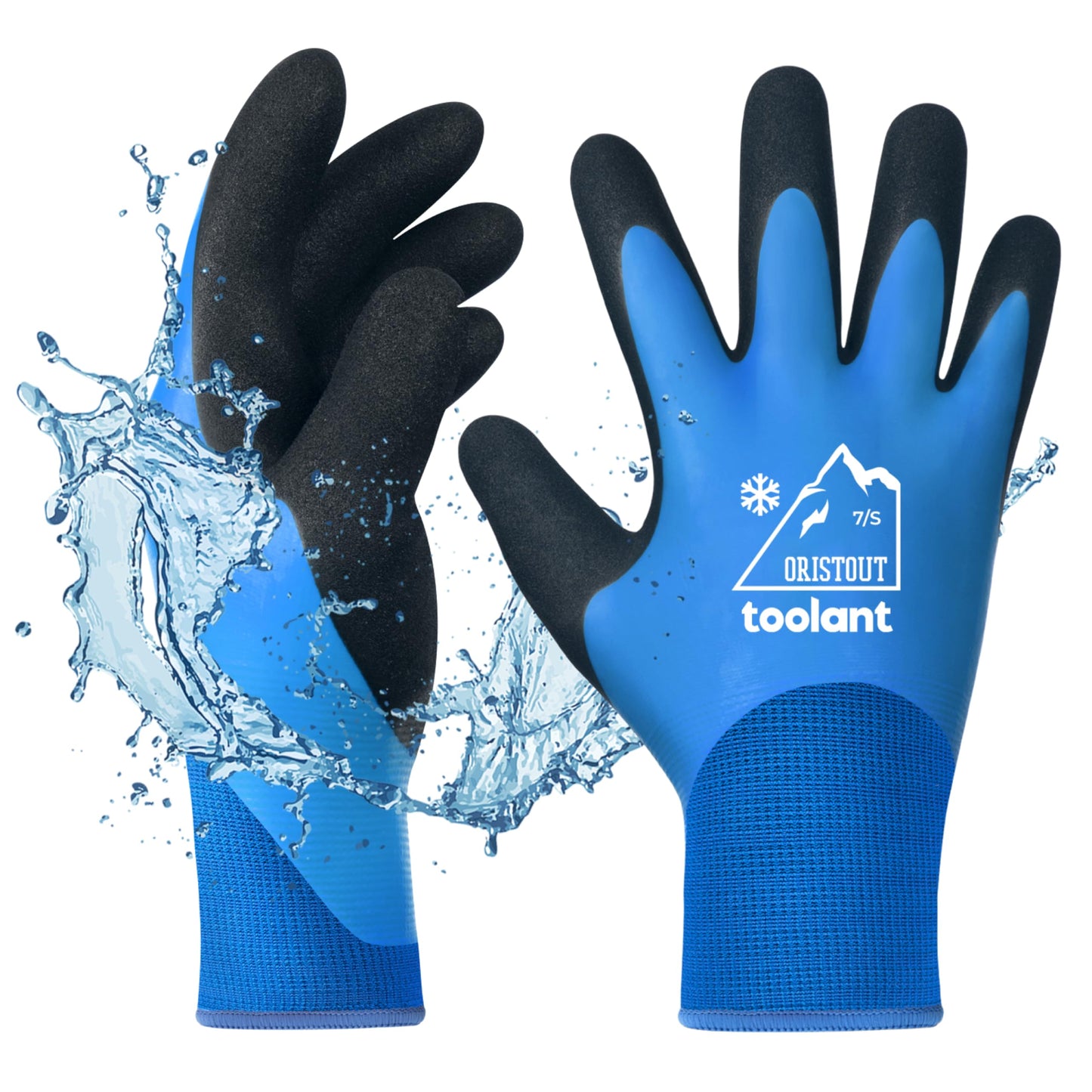 OriStout Winter Work Gloves for Men and Women, Touchscreen, Waterproof Gloves for Working in Freezer, Fishing and Gardening, Thermal Insulated, Super Grip, Blue, Large