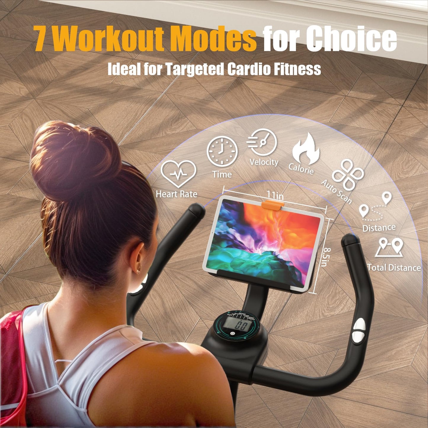 HOELLL Exercise Bike with Exclusive Heart Rate Sensor and APP Sync, Stationary Bikes for Home with Continuously Variable Resistance, Compact Indoor Cycling Bike with Tablet Mount
