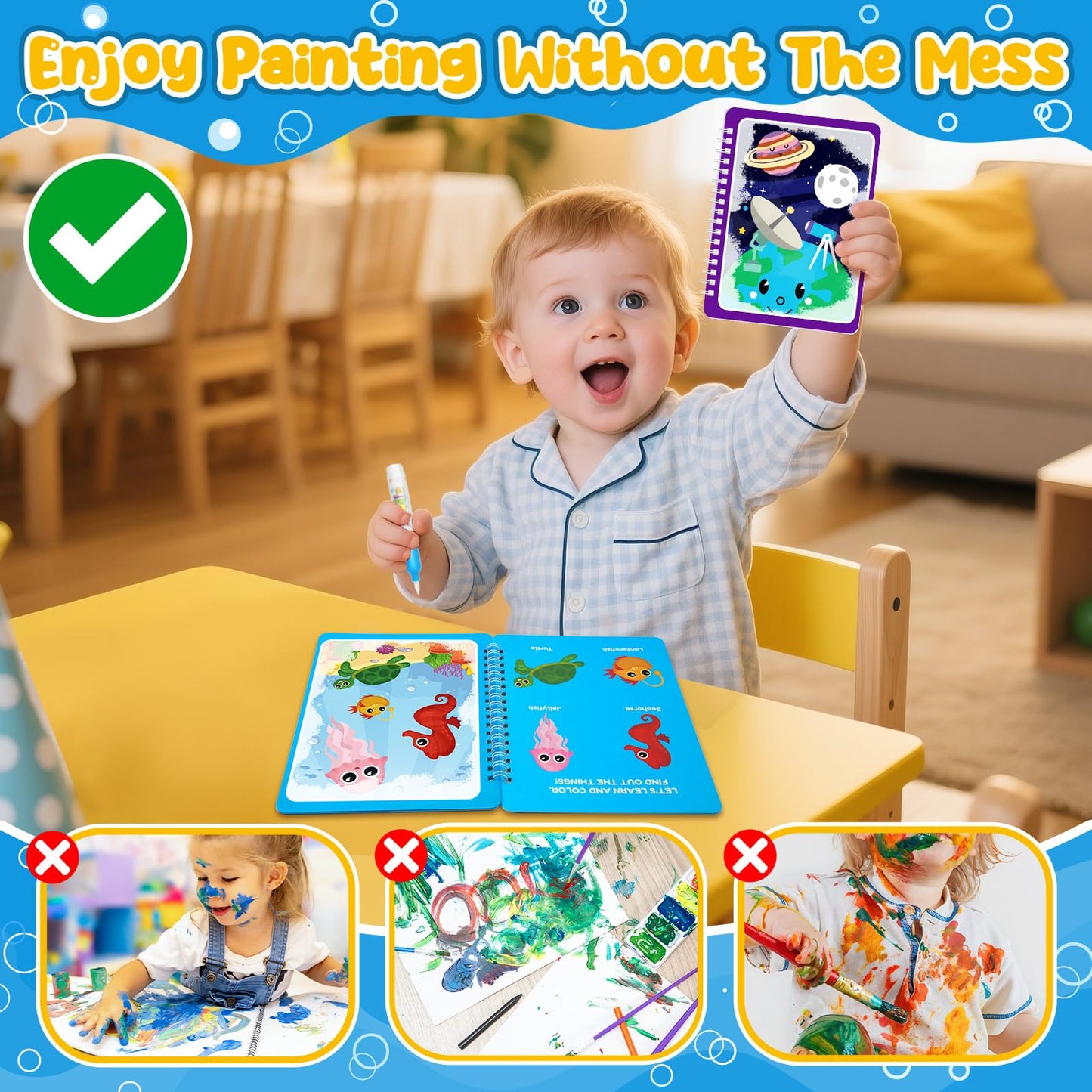 ZMLM 24 Pack Water Coloring Books for Toddlers, Reusable Paint with Water Books with Pen, Mess Free Magic Doodle Party Favors Bulk for Kids Ages 3-8 Boys Girls