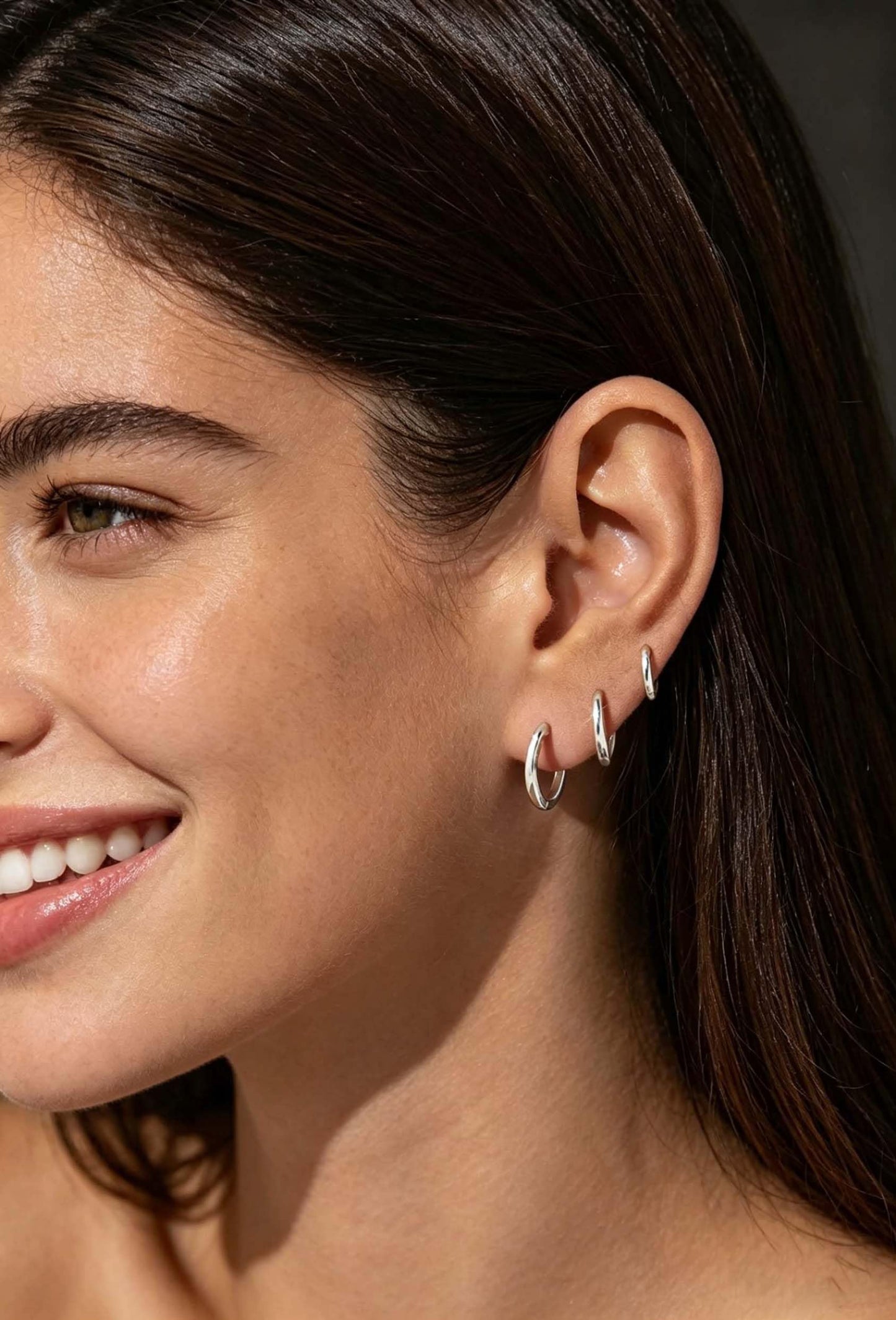 3Pairs Gold Hoop Earrings Set for Women Trendy Chunky Huggie Dainty Earring Jewelry for Women Teens (Silver - 3 Pairs Set)