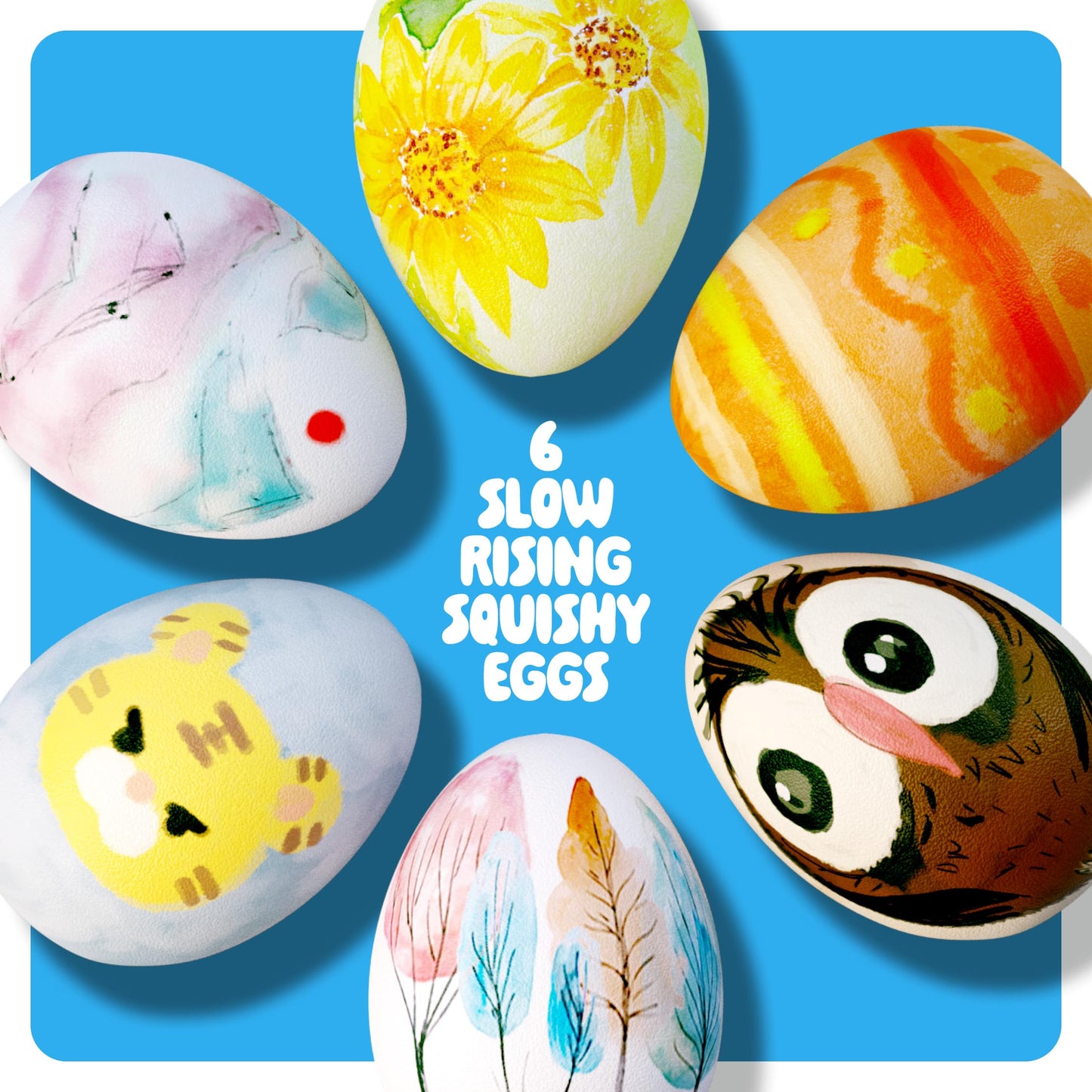 Dan&Darci Egg Squishy Painting Craft Kit - Arts & Crafts for Girls and Boys - Kids Art Activities - Craft Gift for Kid Ages 6 7 8 9 10 Year Old Girl Gifts - Decorate 6 Slow Rising Squishies