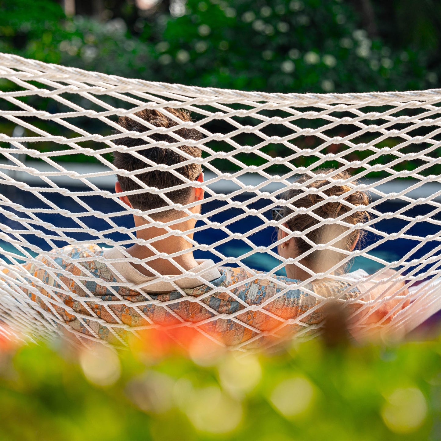Lazy Daze Hammocks 12FT Double Rope Hammocks, 2 Person Hand Woven Cotton Hammock with Spreader Bar for Outside, Patio, Poolside, FIT 13-15 FT Stand, Max 450 Lbs, Natural, 141 x 57 inches
