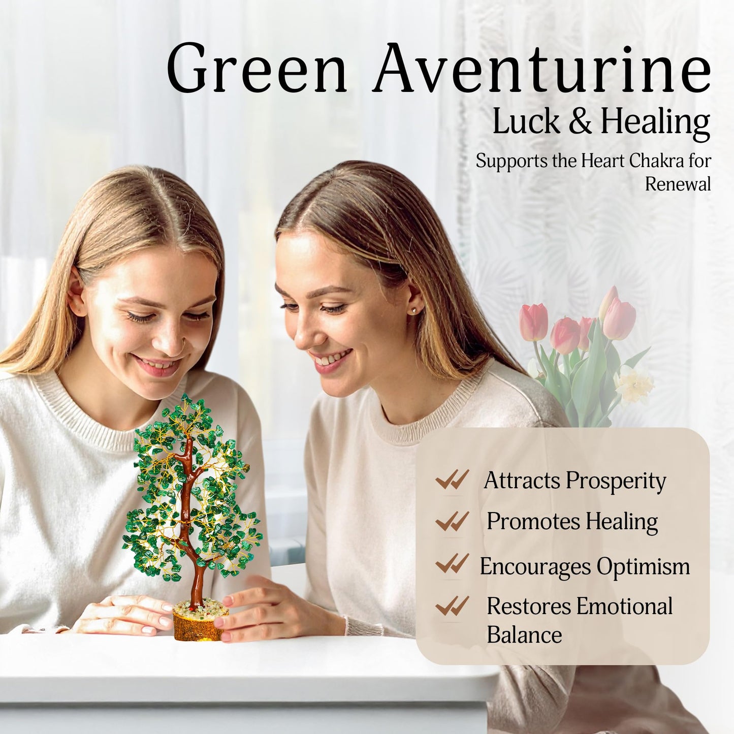 YATSKIA Green Aventurine Gemstone Tree Natural Stone Feng Shui Wire Bonsai Seven Chakra Jewelry Trees of Life Necklace Good Luck Handmade Prosperity Success Stones Gift Home Office Desk Shelves Décor