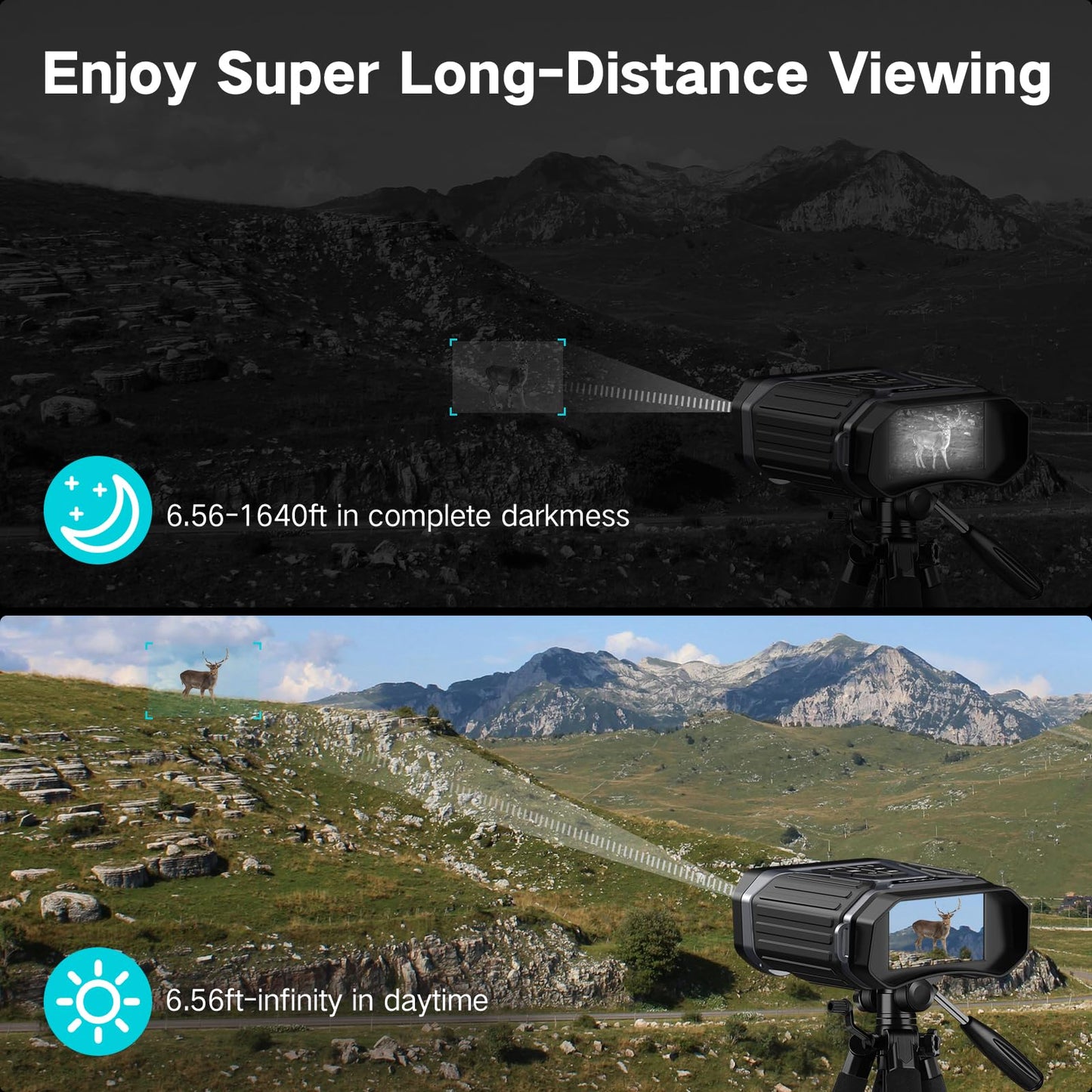 DOOCK Night Vision Goggles 4K Infrared Digital Binoculars with Full Color in Low Light, 32GB Memory Card, 5200mAh Rechargeable Battery, WiFi Connect & GPS Function for Camping, and Fishing-Silver Gray